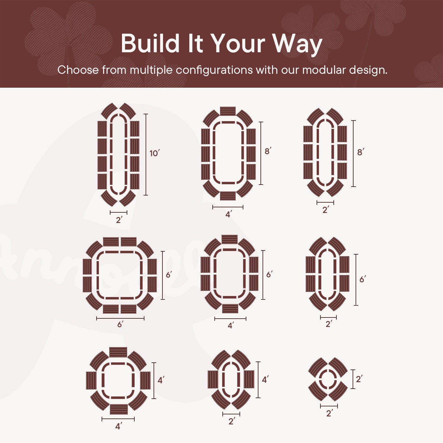 4-pack 12" Tall 10x2x1 ft Modular Raised Garden Bed