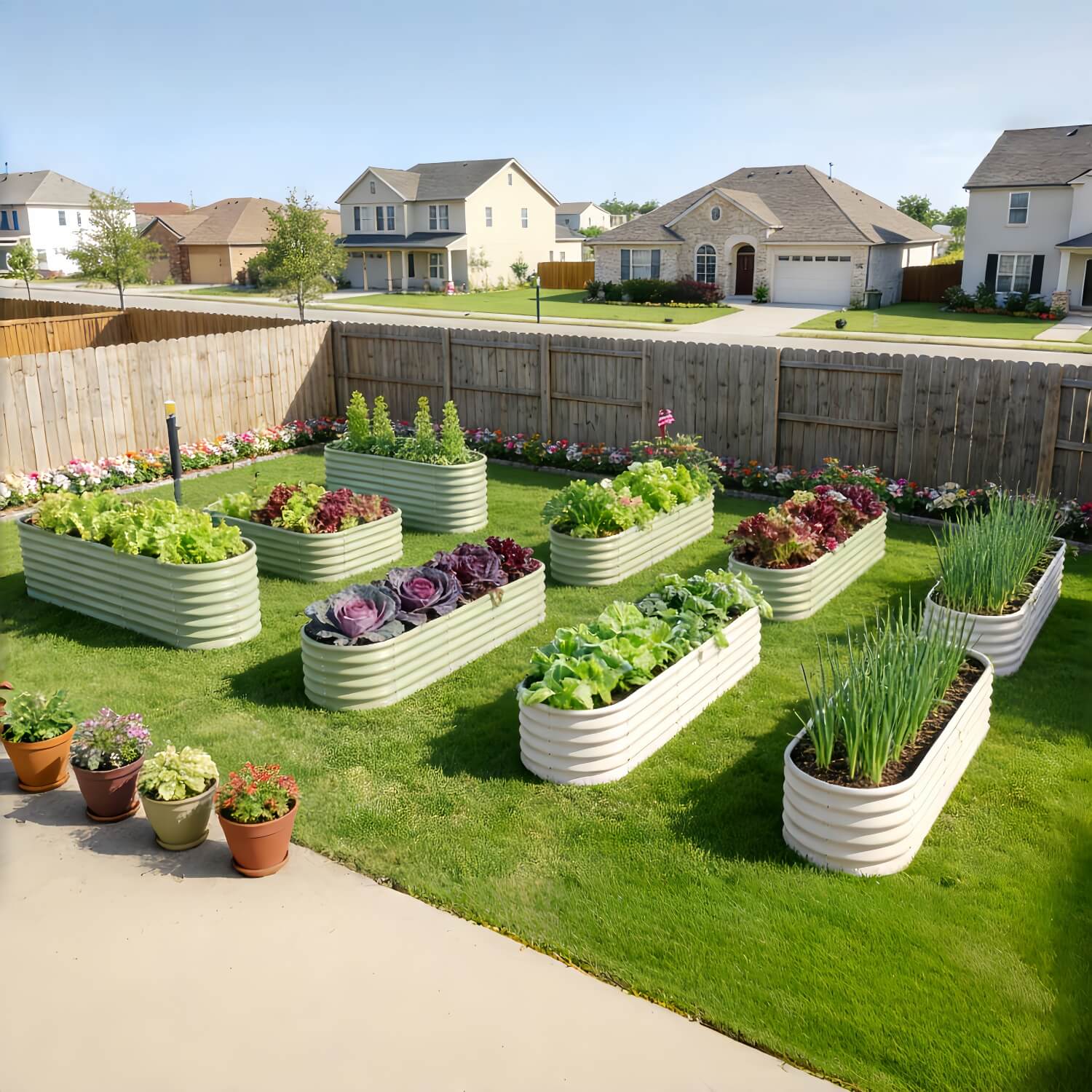 Everyday Kitchen Garden Layout – 18" Tall Raised Garden Bed Set (5 Beds)