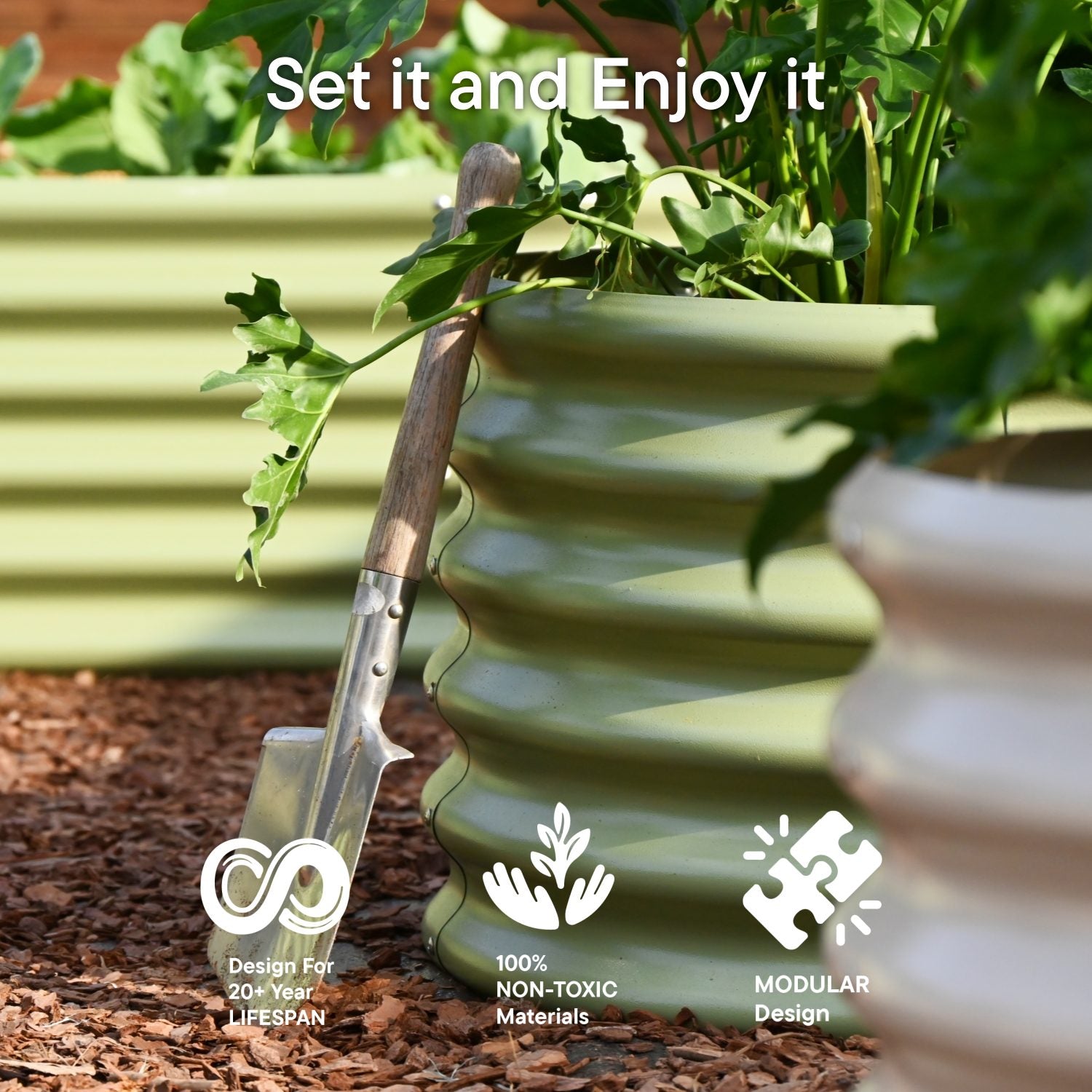 4-pack 18" Tall 8x2x1.5 ft Modular Raised Garden Bed