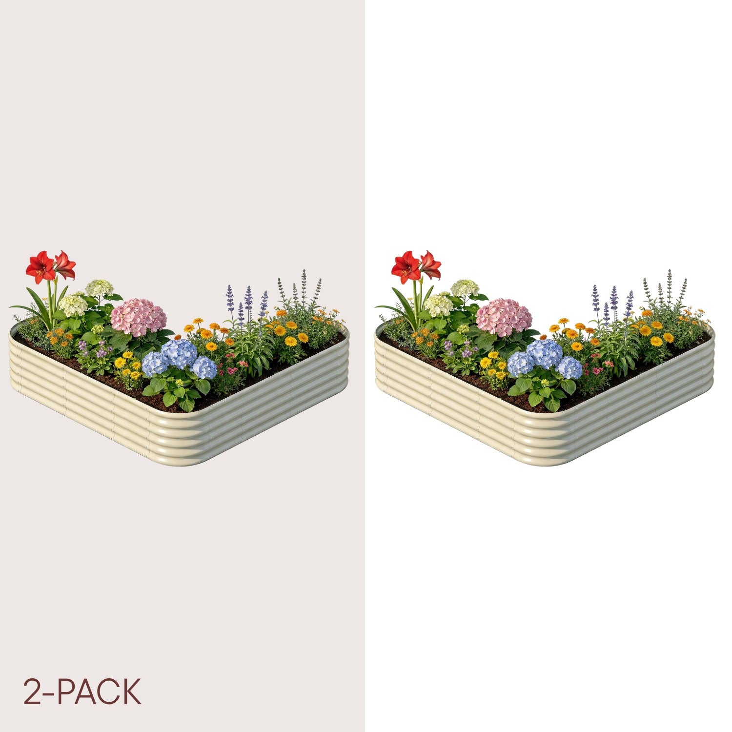 2-pack L-Shaped Metal Raised Garden Bed 7x7x1.5 ft