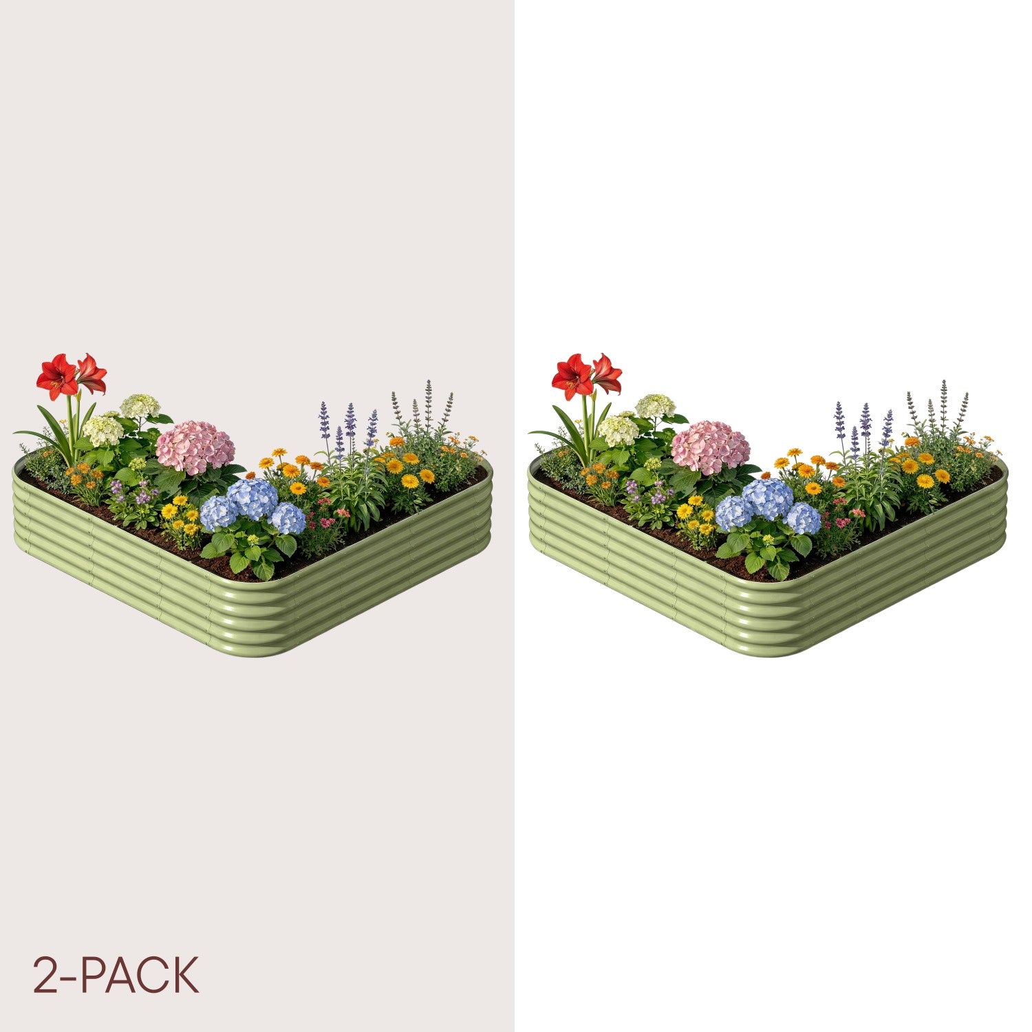 2-pack L-Shaped Metal Raised Garden Bed 7x7x1.5 ft