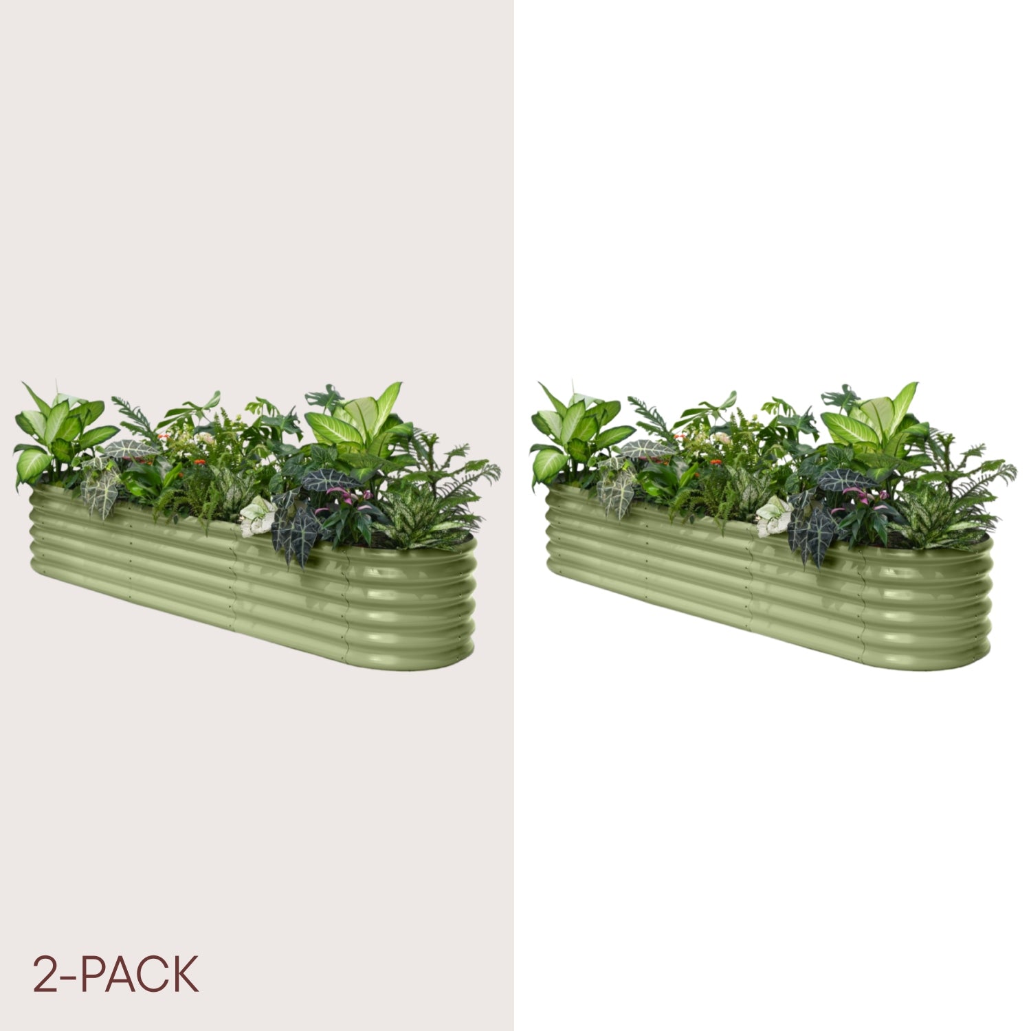 2-pack 18" Tall 8x2x1.5 ft Modular Raised Garden Bed