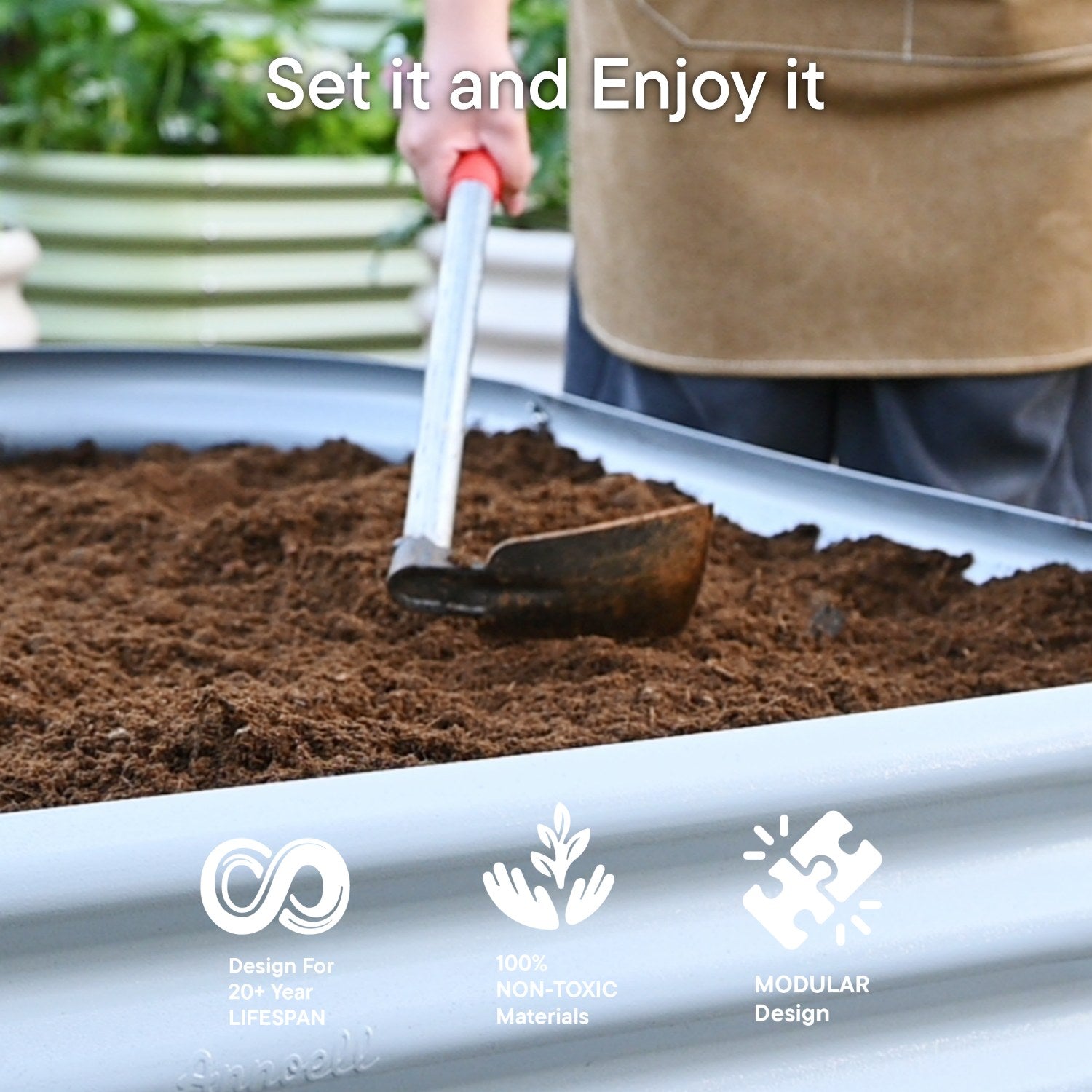 4-pack 12" Tall 10x2x1 ft Modular Raised Garden Bed