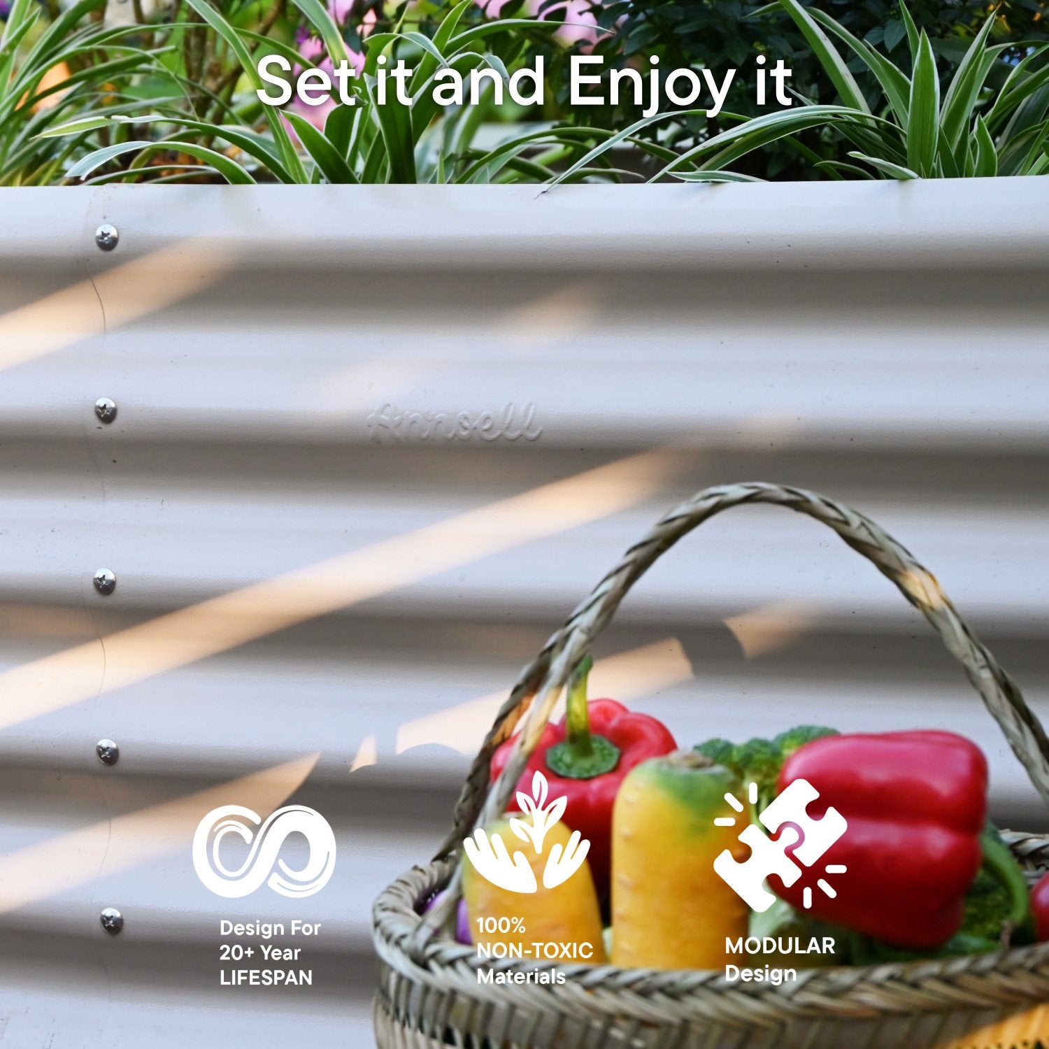 2-pack 18" Tall 8x2x1.5 ft Modular Raised Garden Bed