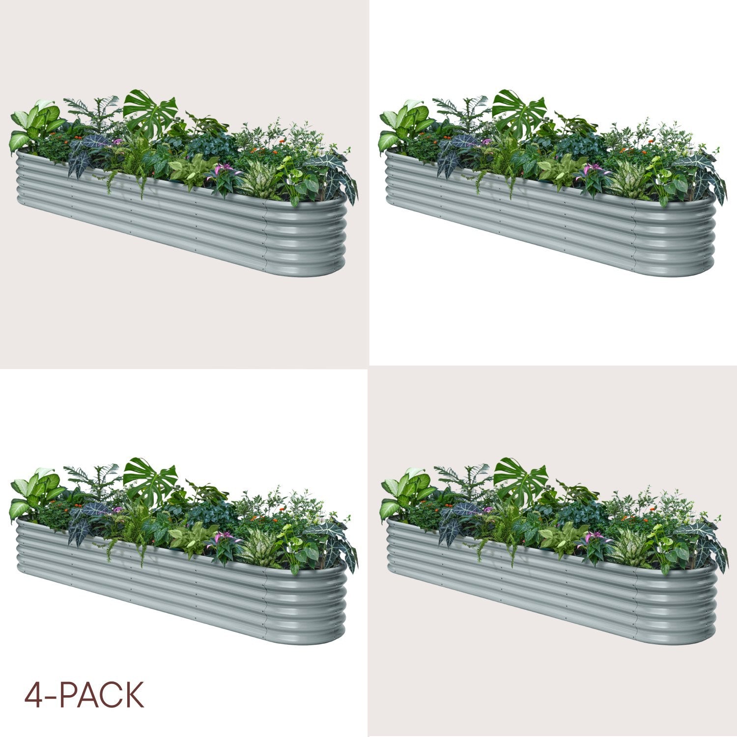 4-pack 18" Tall 10x2x1.5 ft Modular Raised Garden Bed