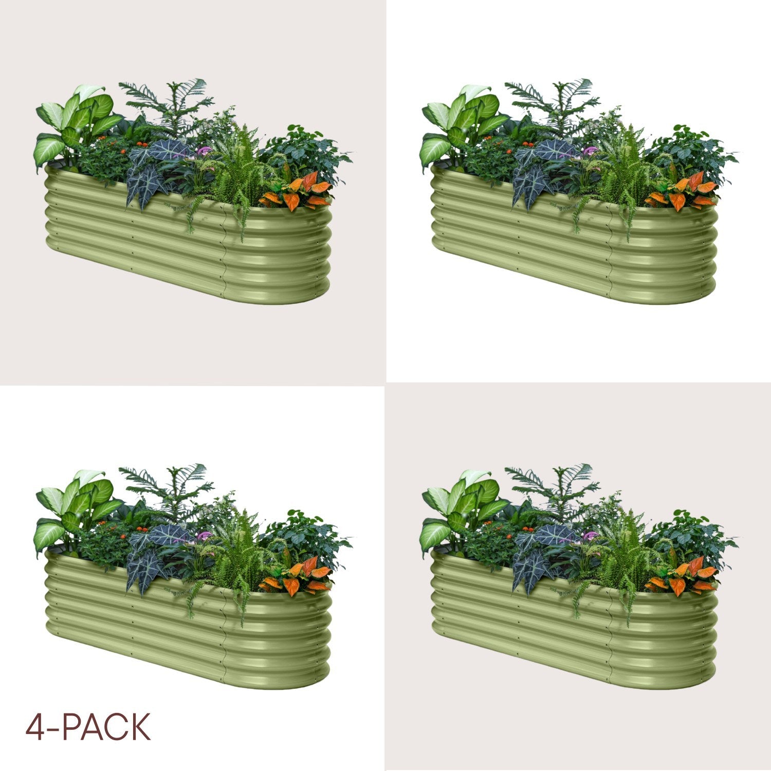 4-pack 18" Tall 6x2x1.5 ft Modular Raised Garden Bed