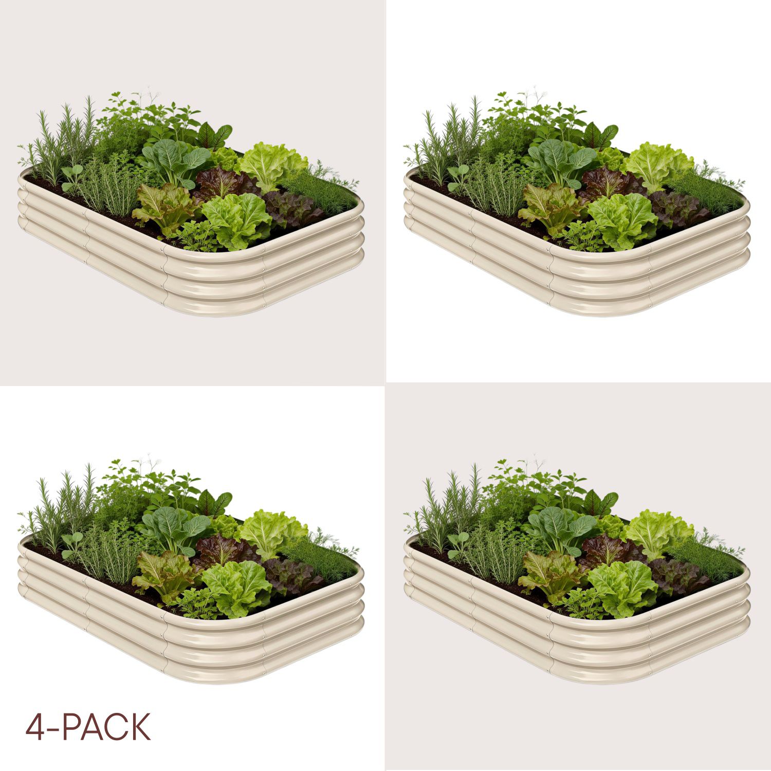 4-pack 12" Tall 6x4x1 ft Metal Raised Garden Beds
