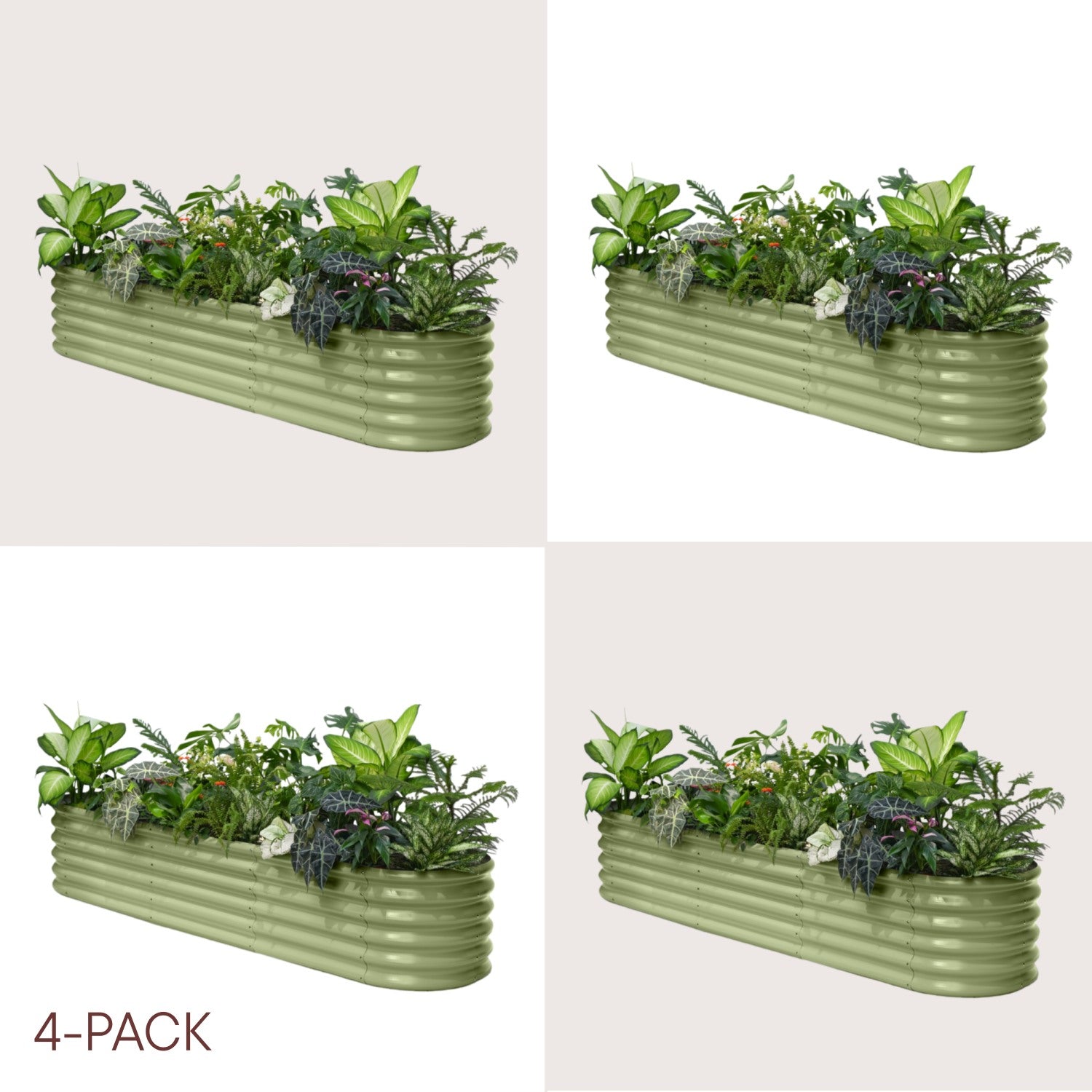 4-pack 18" Tall 8x2x1.5 ft Modular Raised Garden Bed