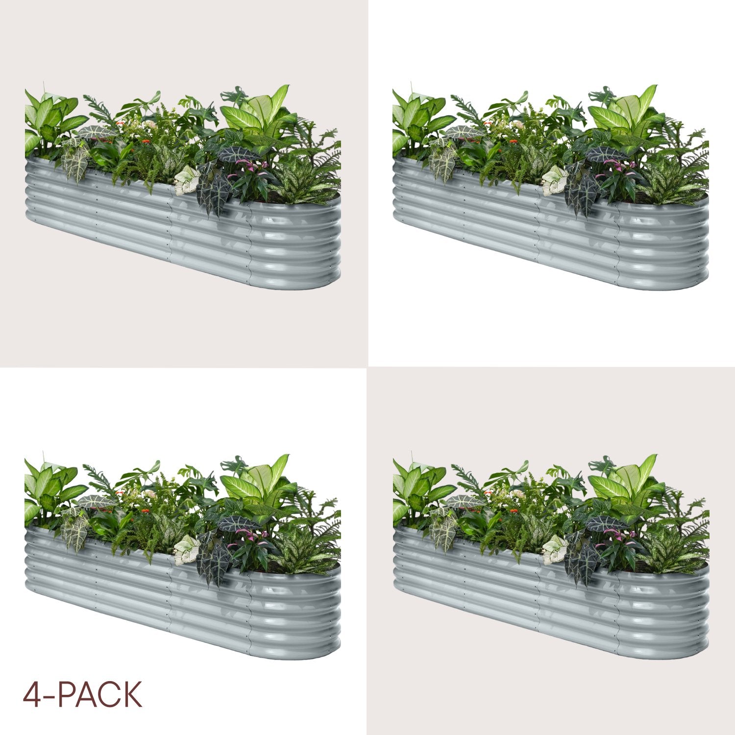 4-pack 18" Tall 8x2x1.5 ft Modular Raised Garden Bed