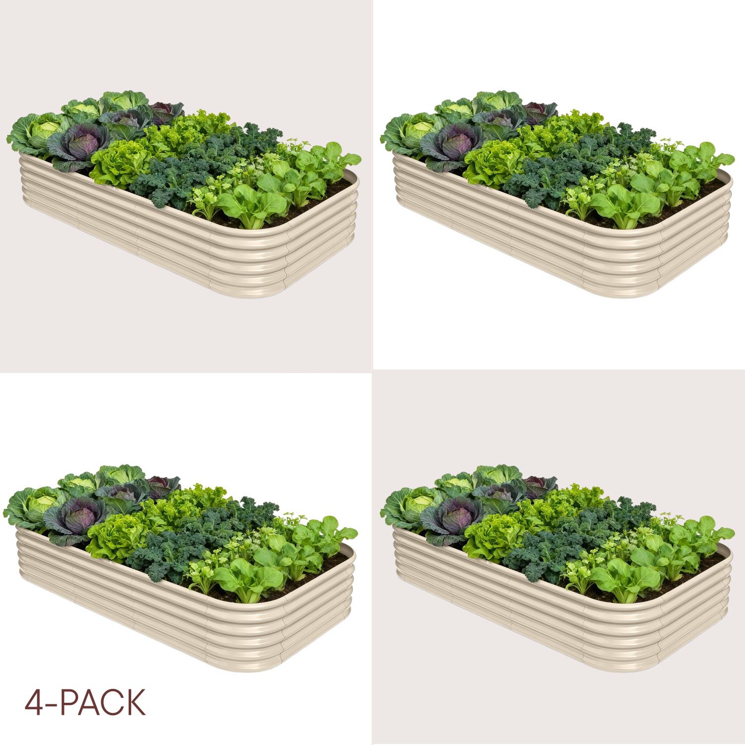 4-pack 18" Tall 8x4x1.5 ft Metal Raised Garden Beds