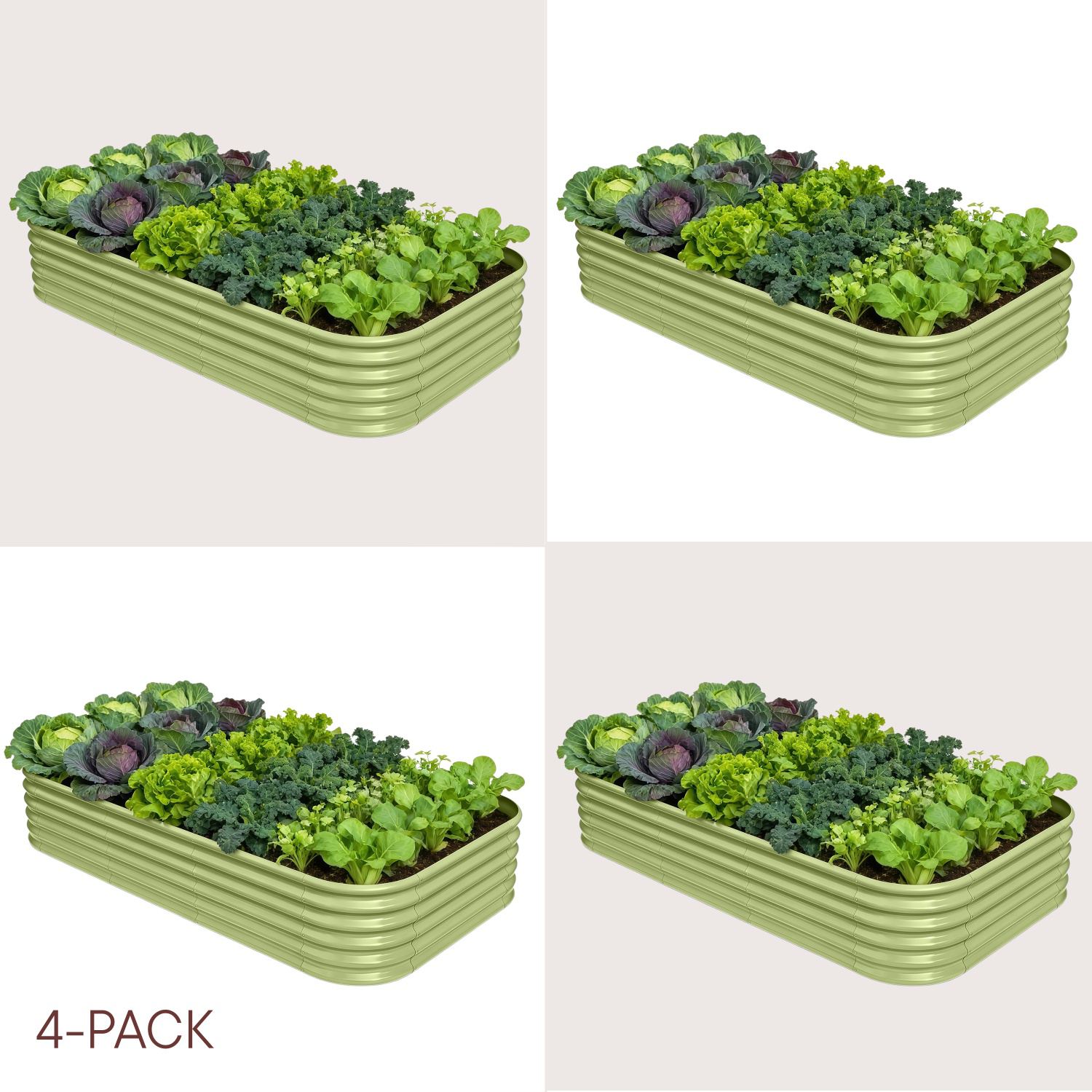 4-pack 18" Tall 8x4x1.5 ft Metal Raised Garden Beds
