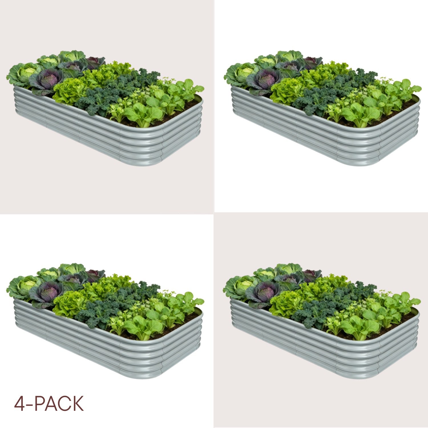 4-pack 18" Tall 8x4x1.5 ft Metal Raised Garden Beds