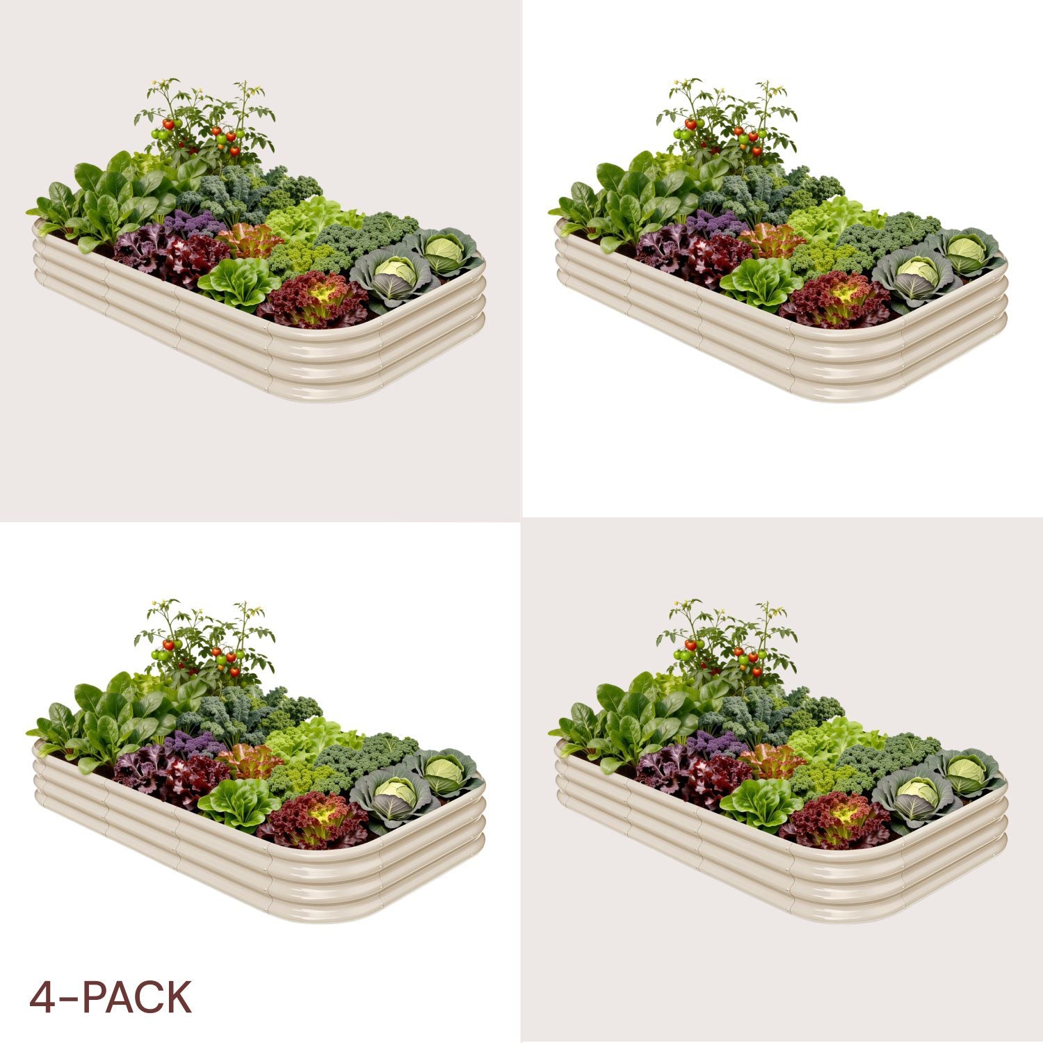 4-pack 12" Tall 8x4x1 ft Metal Raised Garden Beds