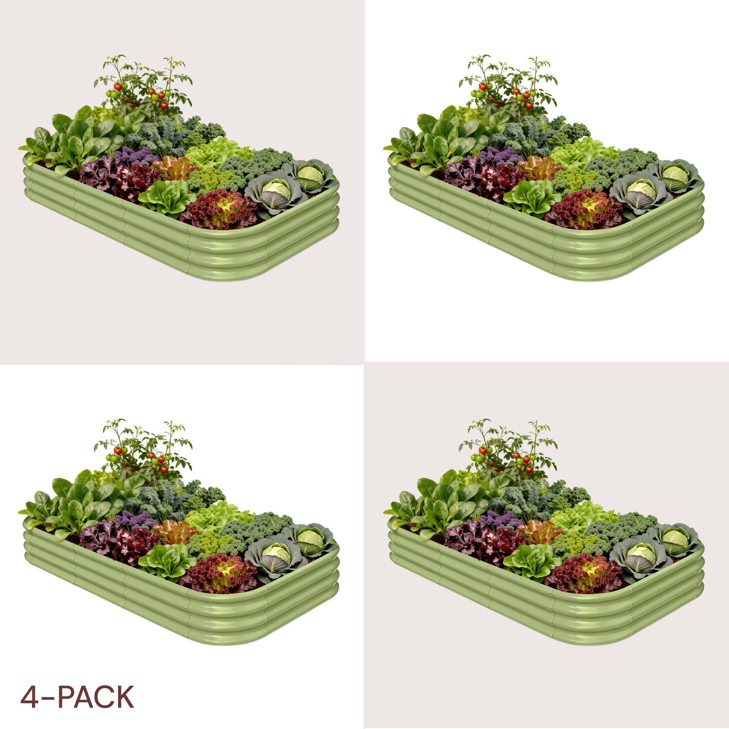 4-pack 12" Tall 8x4x1 ft Metal Raised Garden Beds