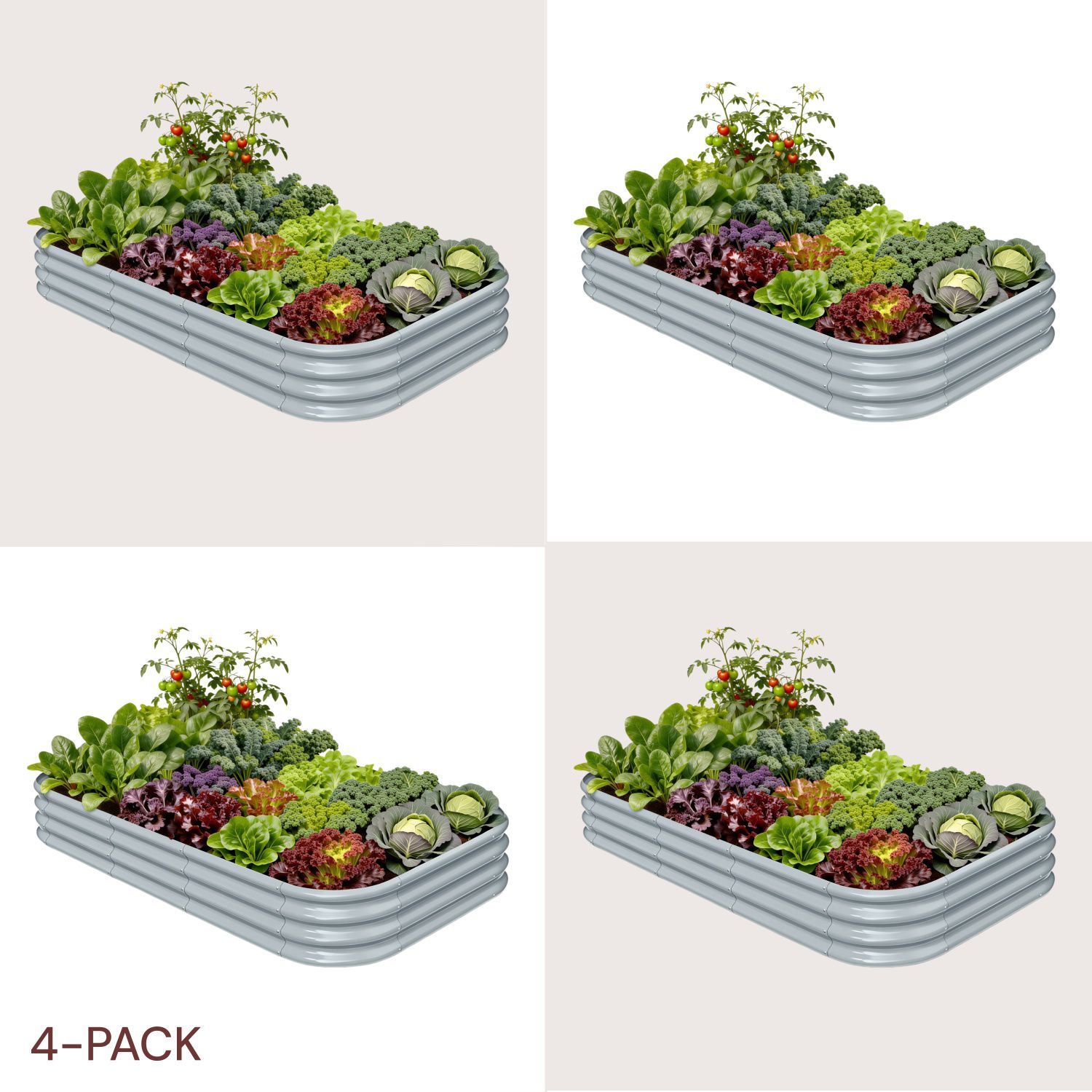 4-pack 12" Tall 8x4x1 ft Metal Raised Garden Beds