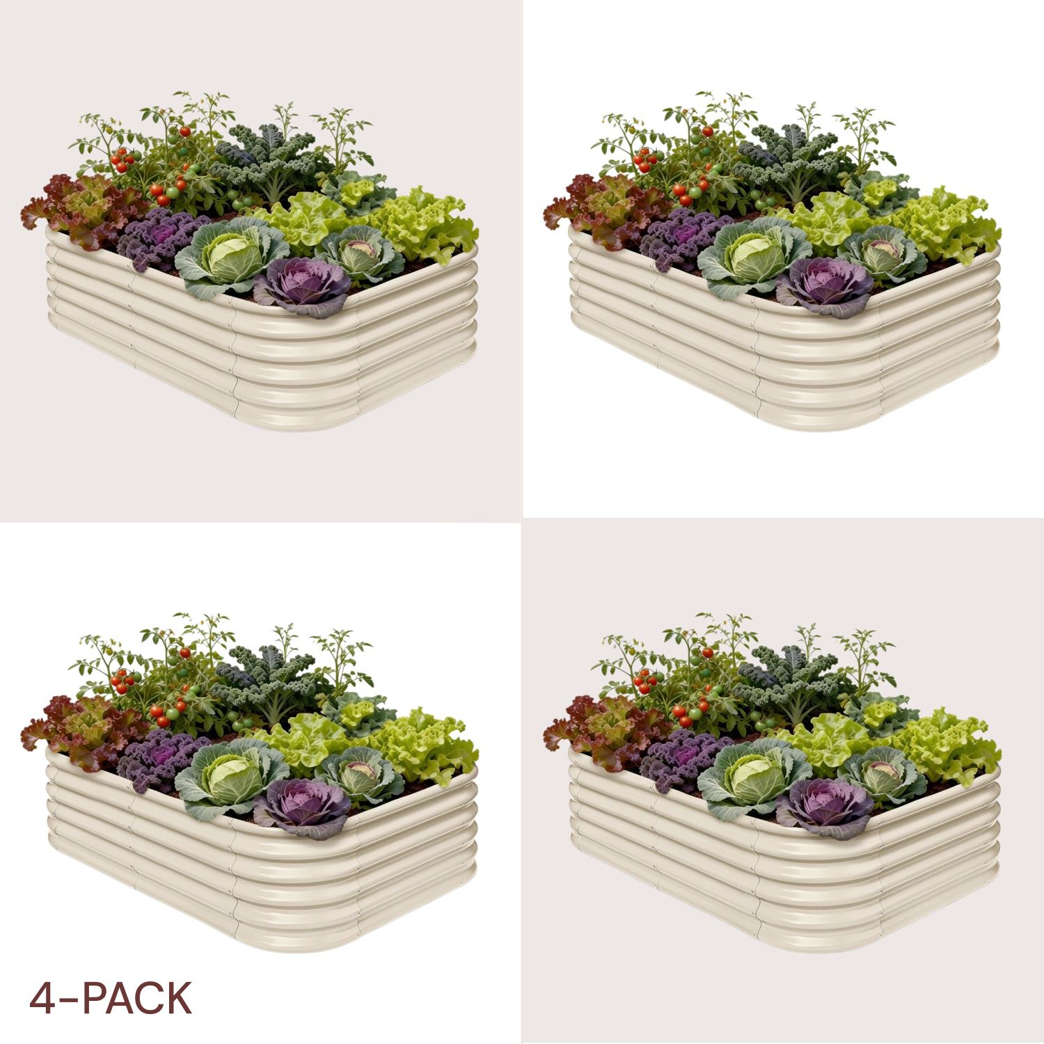 4-pack 18" Tall 6x4x1.5 ft Metal Raised Garden Beds
