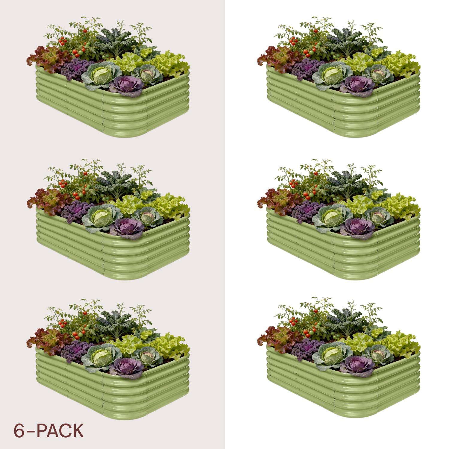 6-pack 18" Tall 6x4x1.5 ft Metal Raised Garden Beds