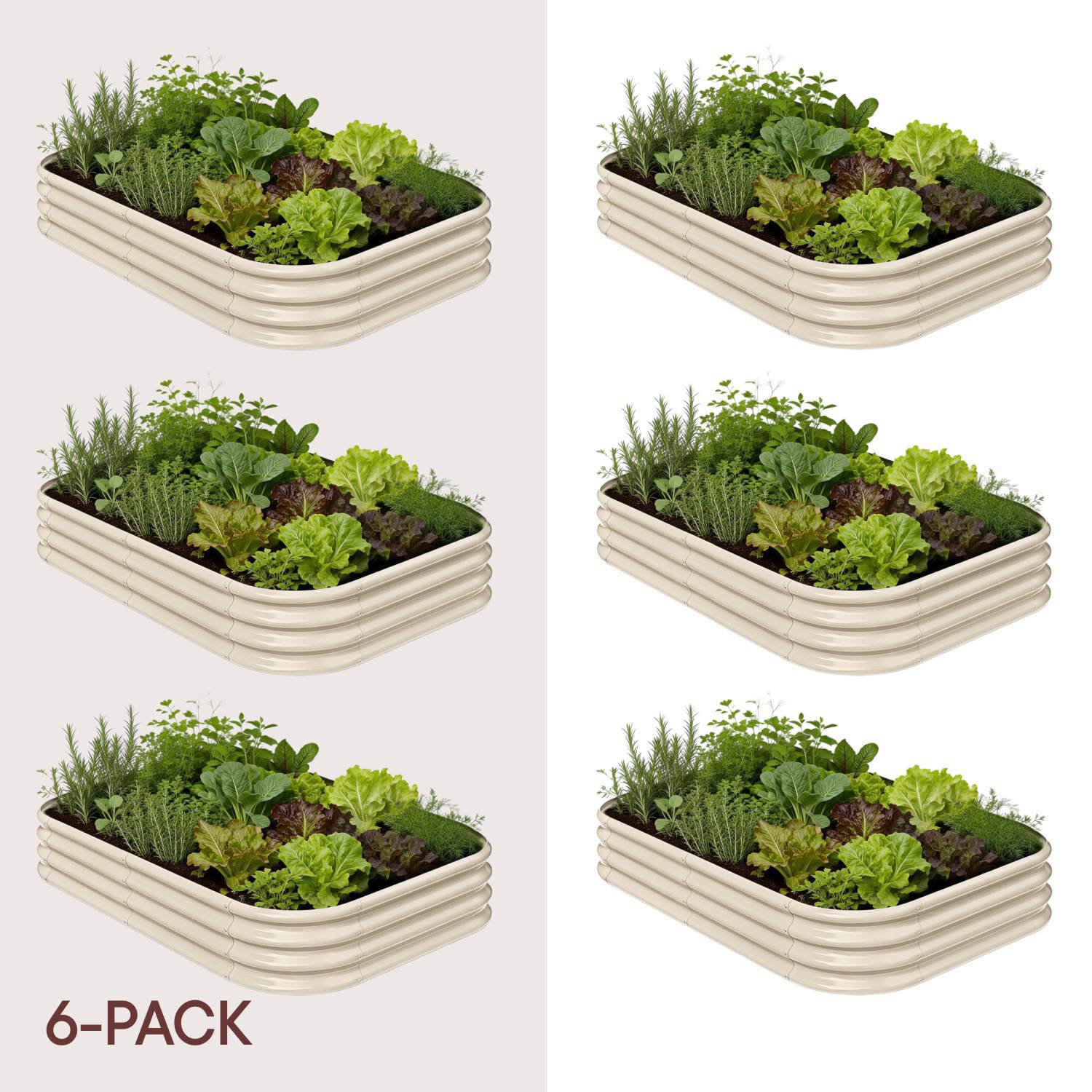 6-pack 12" Tall 6x4x1 ft Metal Raised Garden Beds