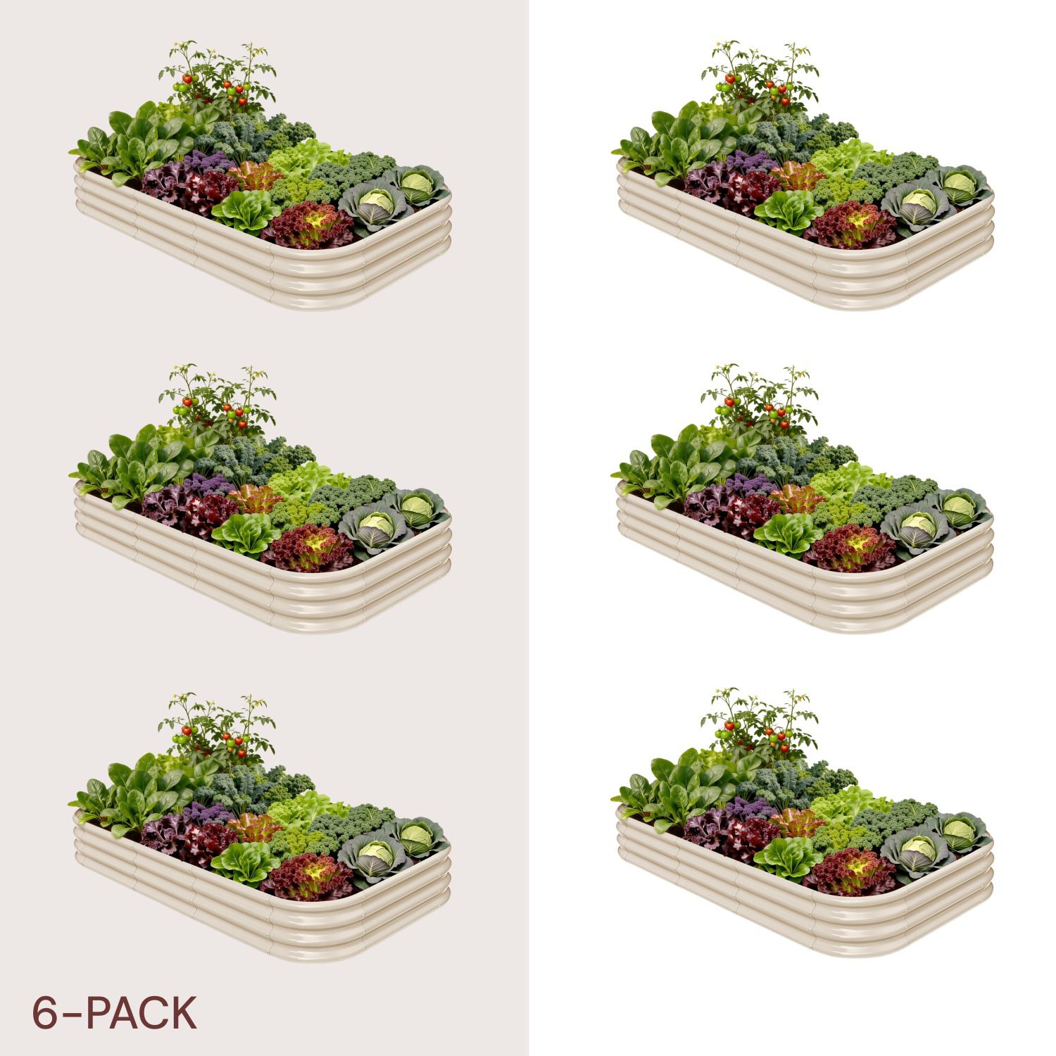 6-pack 12" Tall 8x4x1 ft Metal Raised Garden Beds