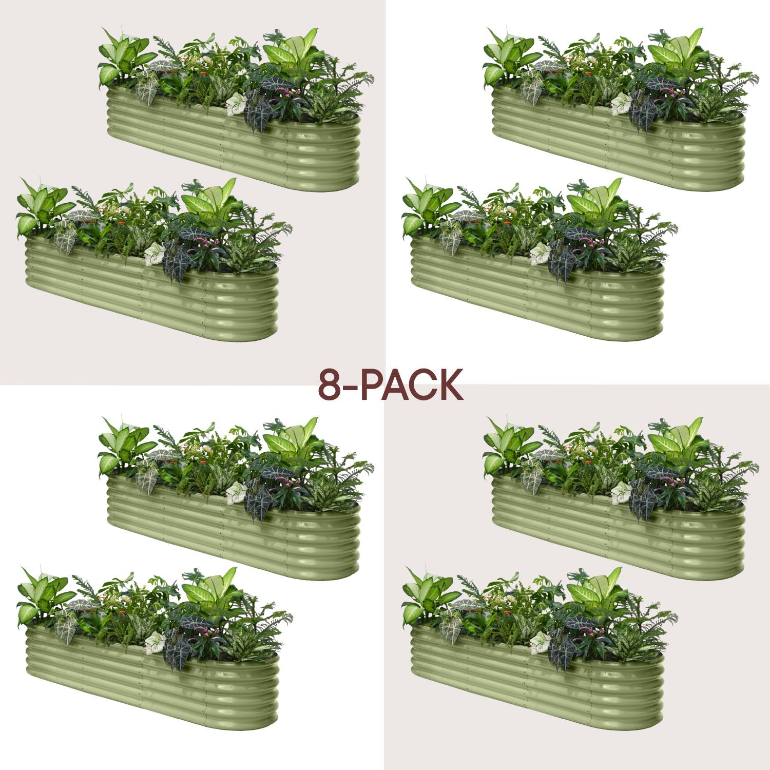8-pack 18" Tall 8x2x1.5 ft Modular Raised Garden Bed