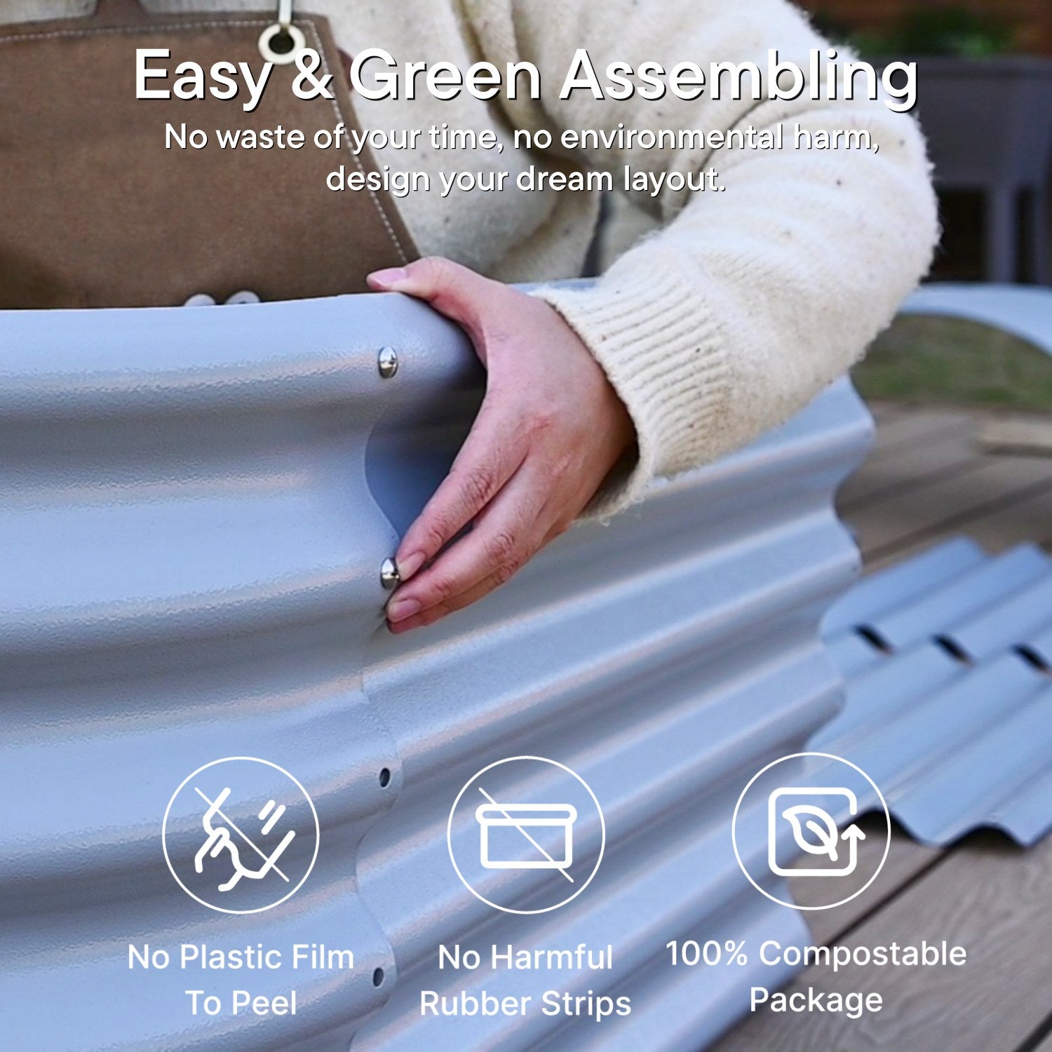 4-pack 12" Tall 10x2x1 ft Modular Raised Garden Bed