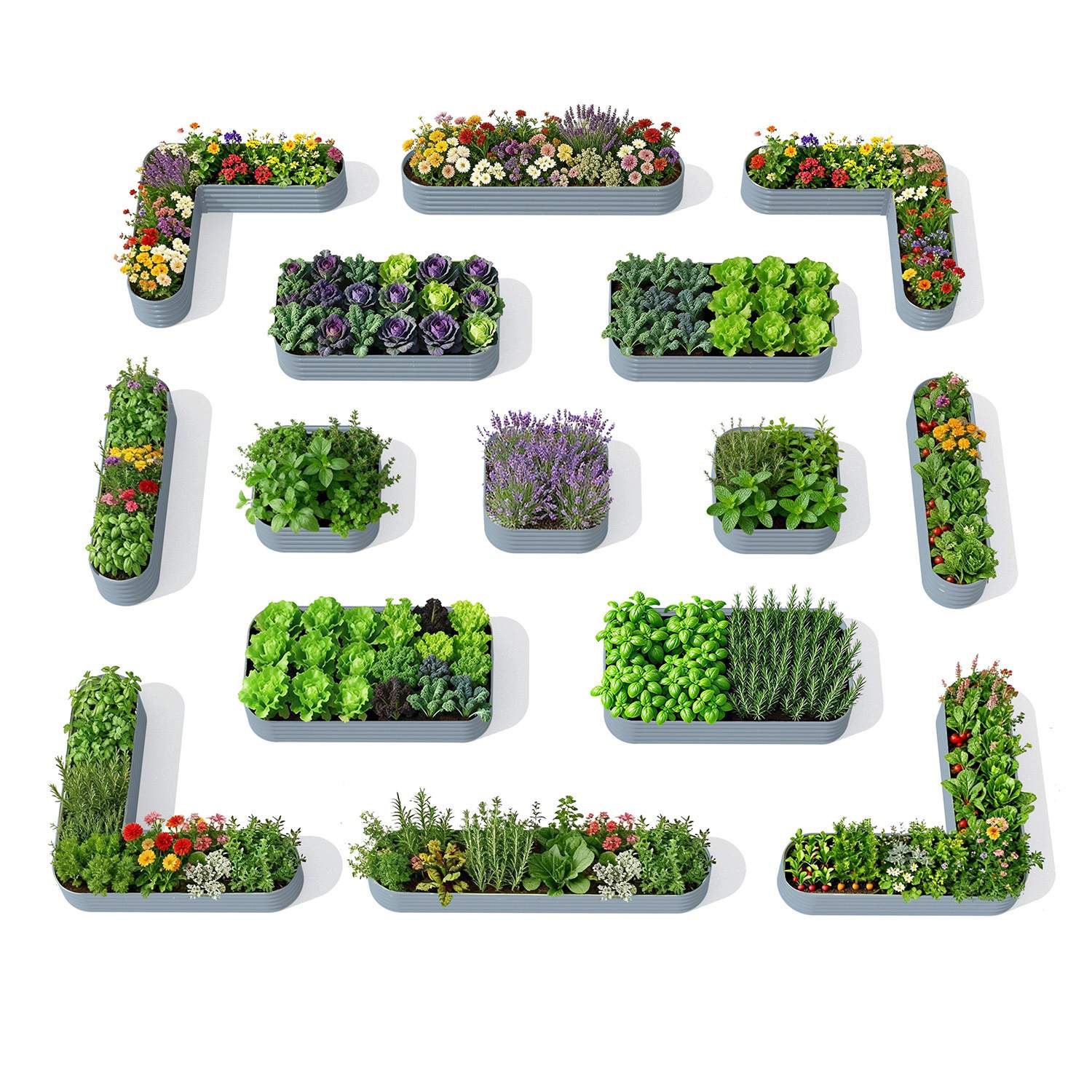 Classic Backyard Garden Layout (15 Beds) – 18" Tall Raised Garden Bed Set