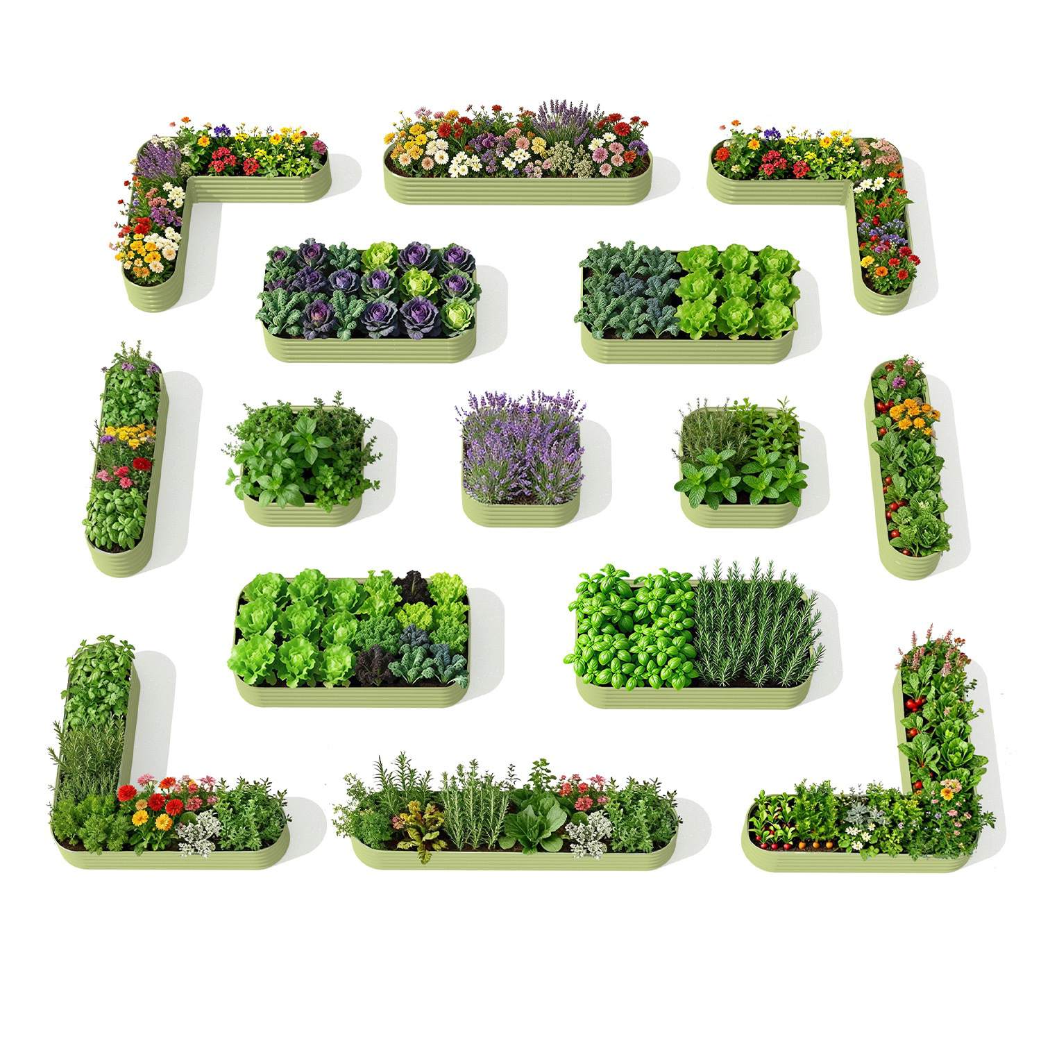 Classic Backyard Garden Layout (15 Beds) – 18" Tall Raised Garden Bed Set