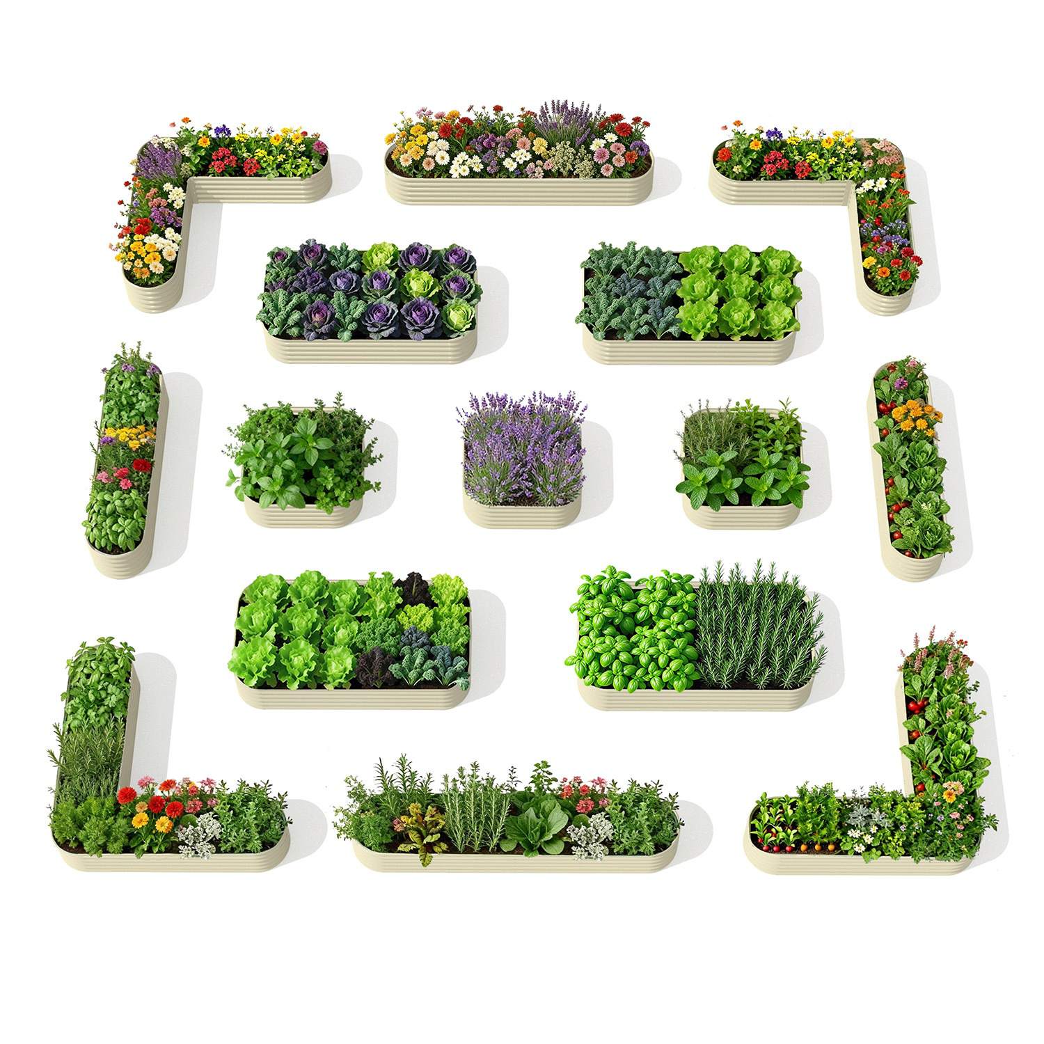 Classic Backyard Garden Layout (15 Beds) – 18" Tall Raised Garden Bed Set