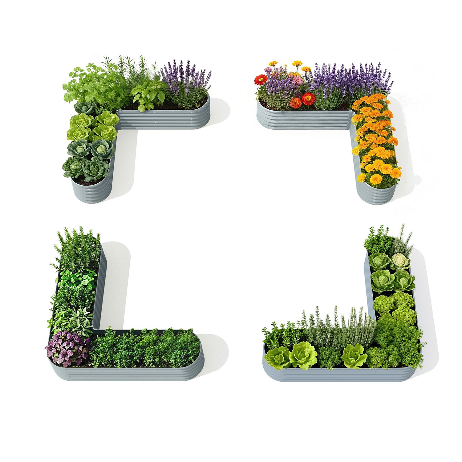 Kitchen Corner Garden Layout (4 Beds) – 18" Tall Raised Garden Bed Set