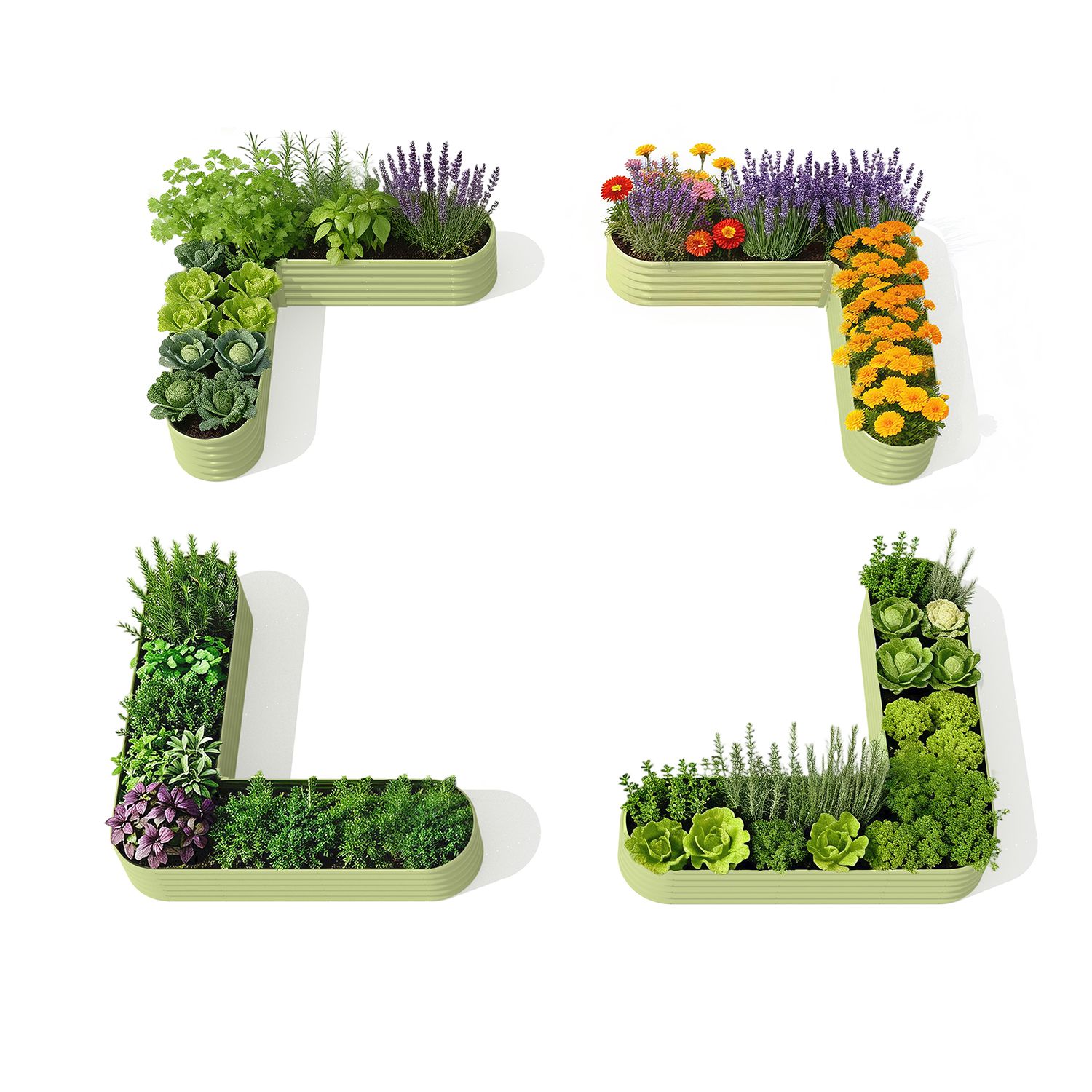 Kitchen Corner Garden Layout (4 Beds) – 18" Tall Raised Garden Bed Set