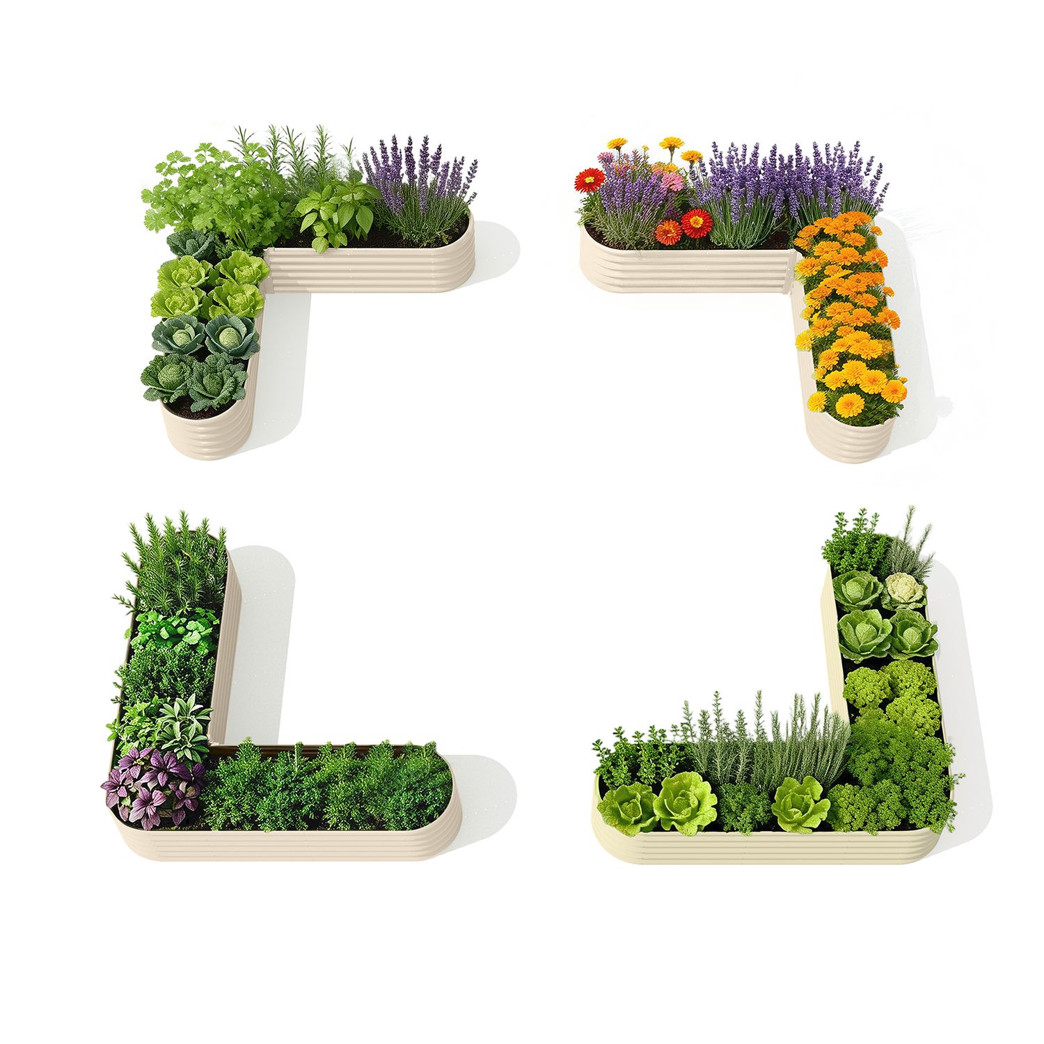 Kitchen Corner Garden Layout (4 Beds) – 18" Tall Raised Garden Bed Set