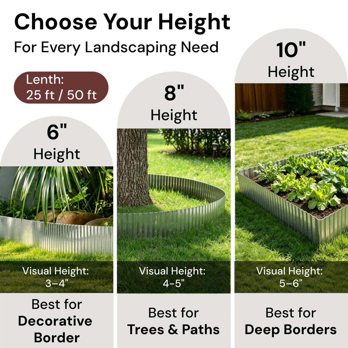 10" Metal Landscape Edging | Corrugated Galvanized Steel Garden Border
