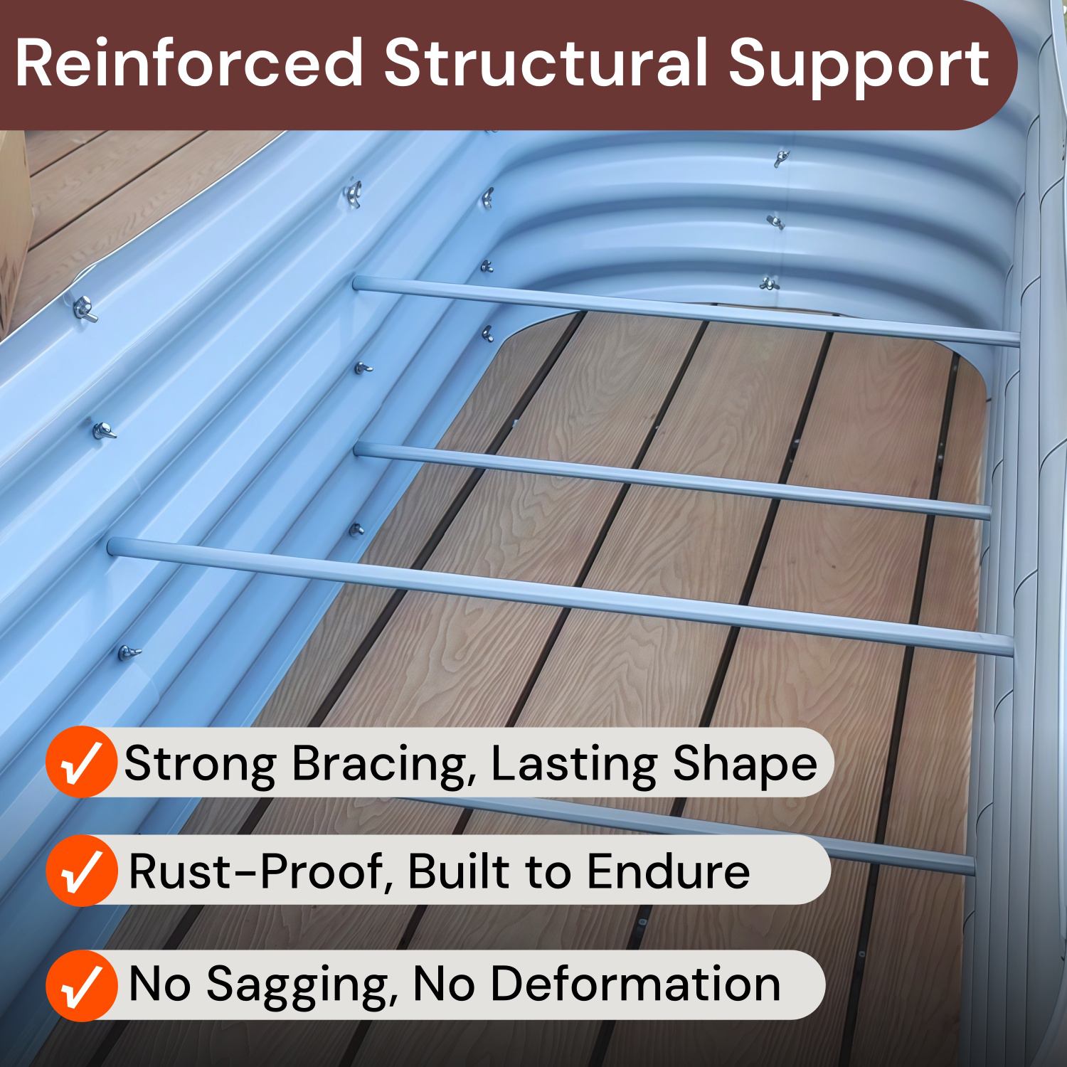Reinforced structural support inside a raised garden bed to prevent sagging and deformation