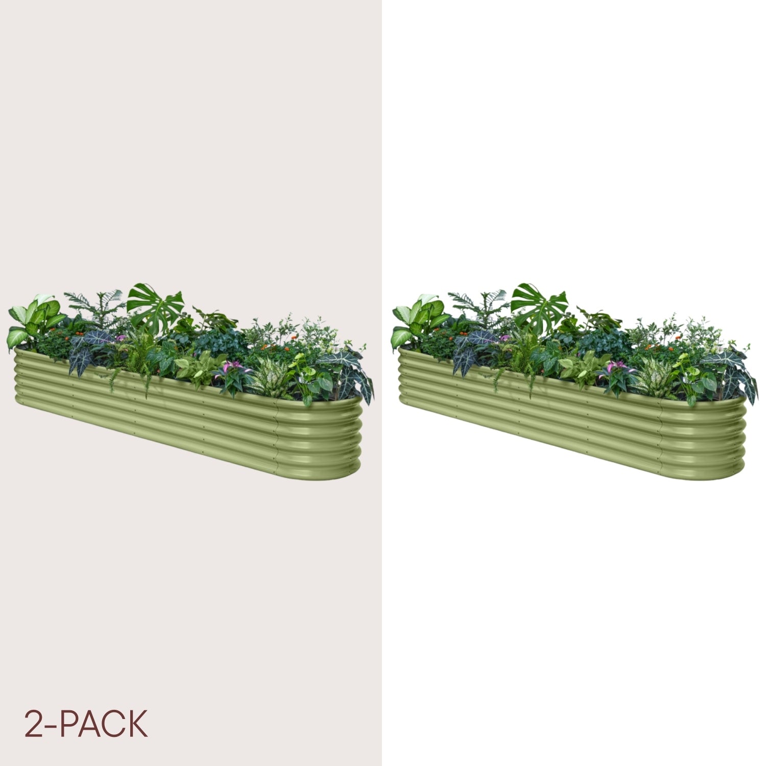 2-pack 18" Tall 10x2x1.5 ft Modular Raised Garden Bed