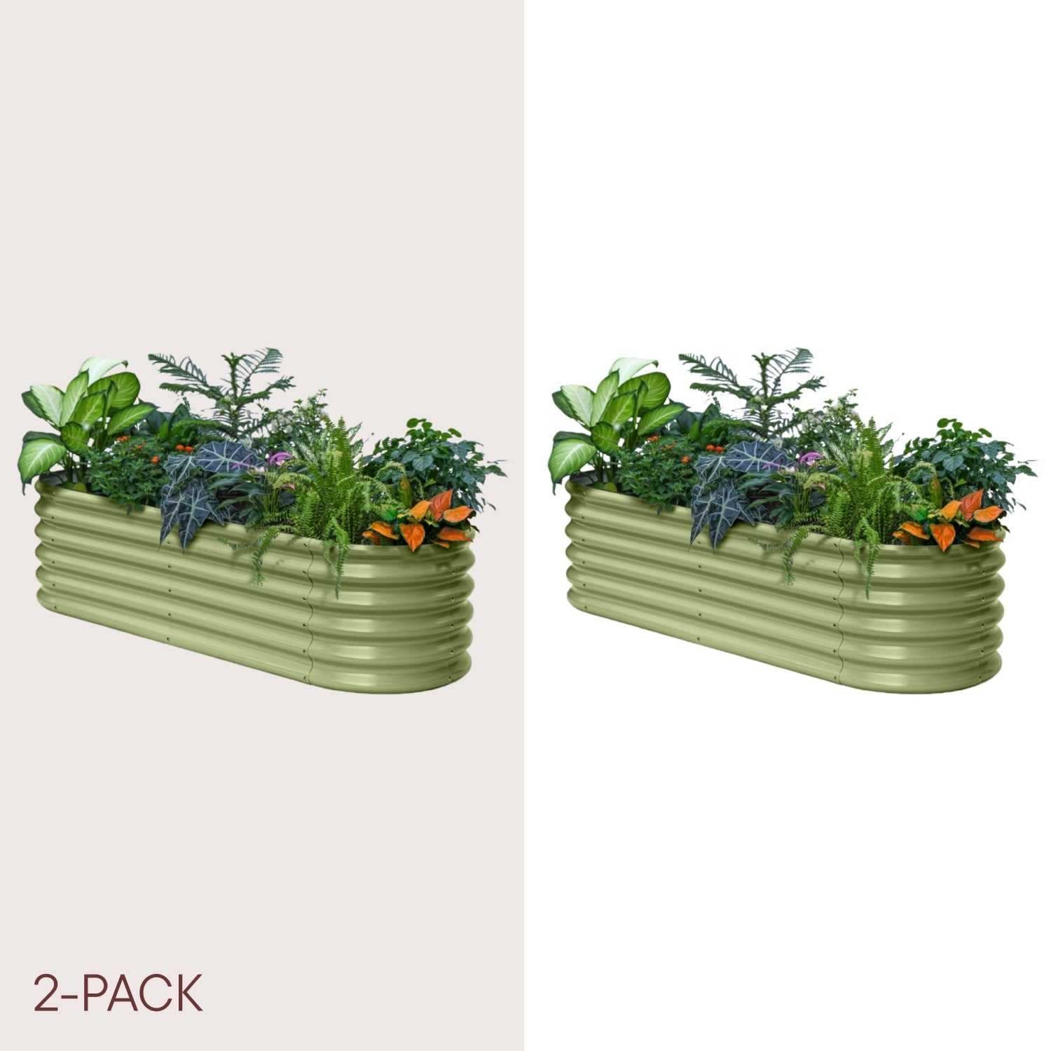 2-pack 18" Tall 6x2x1.5 ft Modular Raised Garden Bed