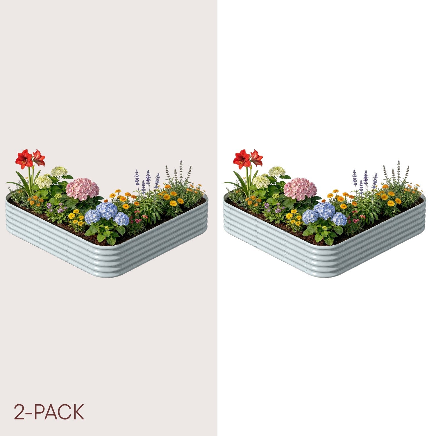 2-pack L-Shaped Metal Raised Garden Bed 7x7x1.5 ft