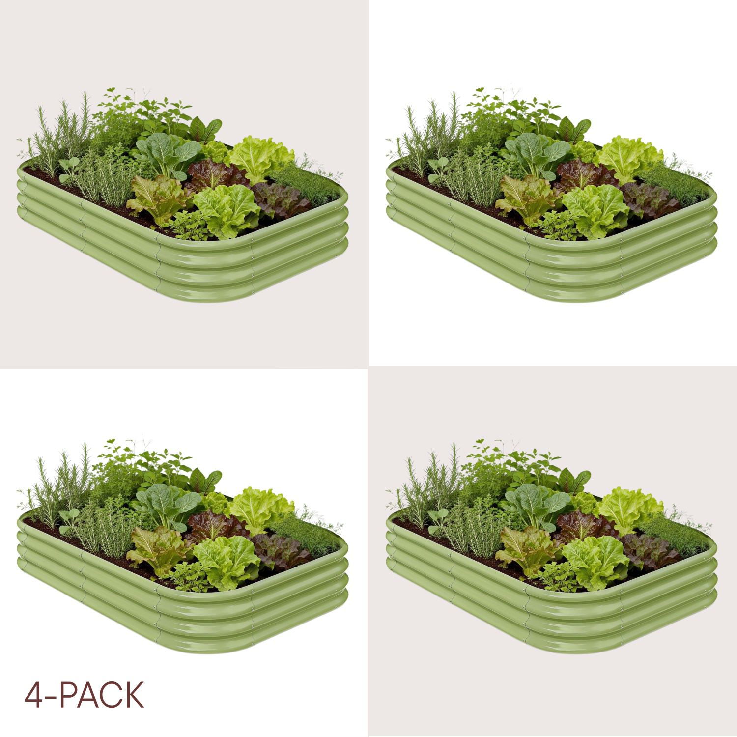 4-pack 12" Tall 6x4x1 ft Metal Raised Garden Beds