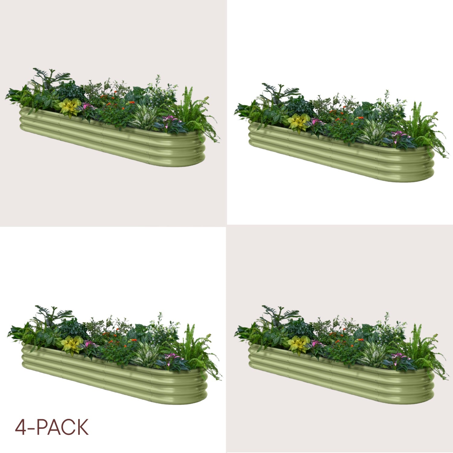 4-pack 12" Tall 8x2x1 ft Modular Raised Garden Bed