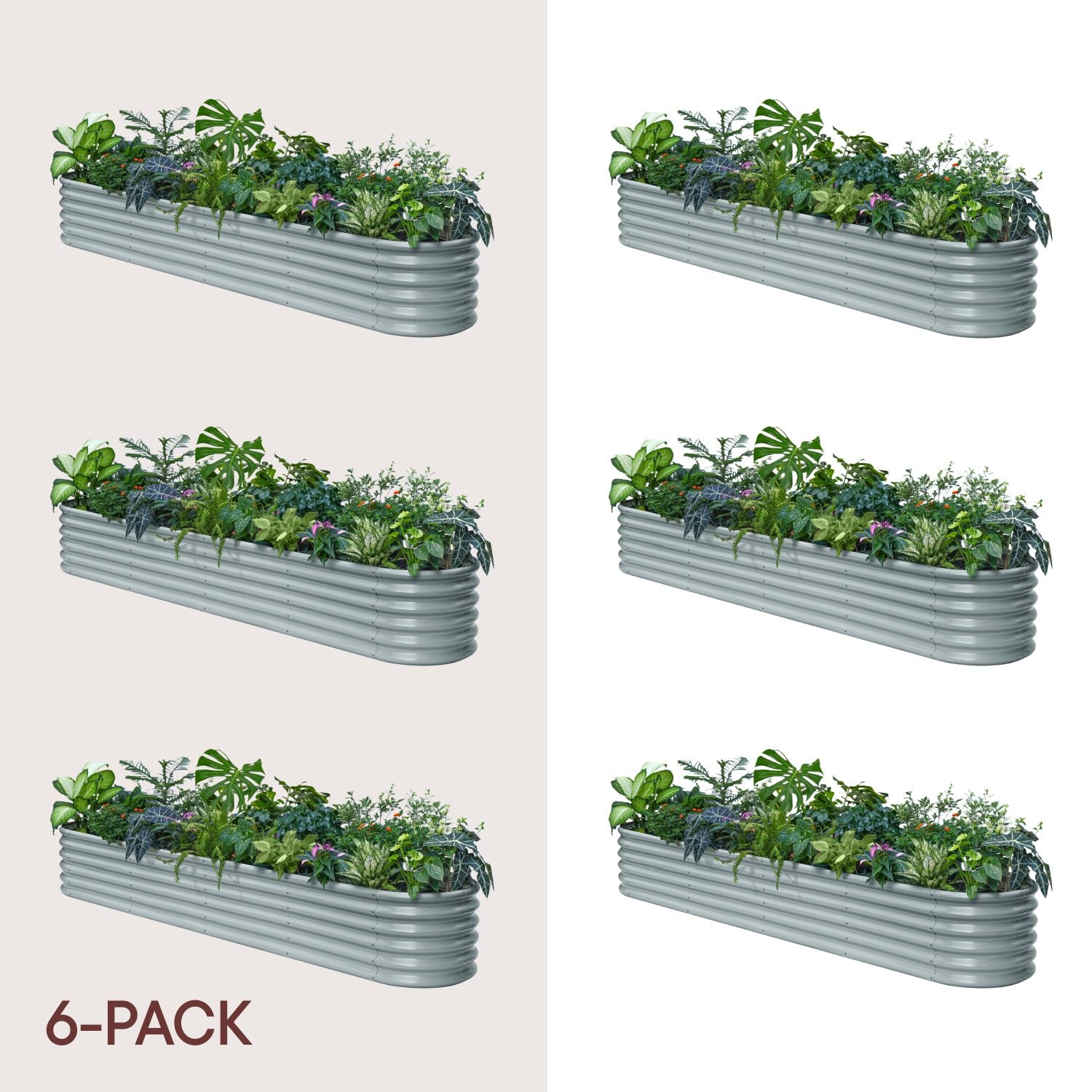 6-pack 18" Tall 10x2x1.5 ft Raised Garden Bed Kits