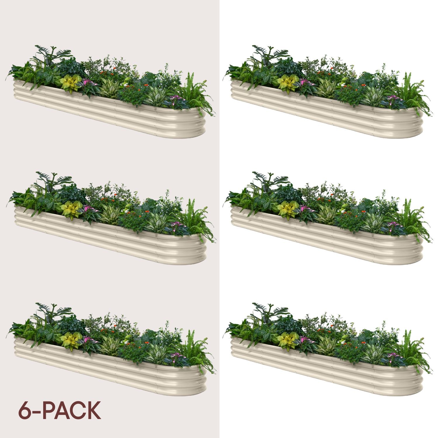 6-pack 12" Tall 10x2x1 ft Raised Garden Bed Kits