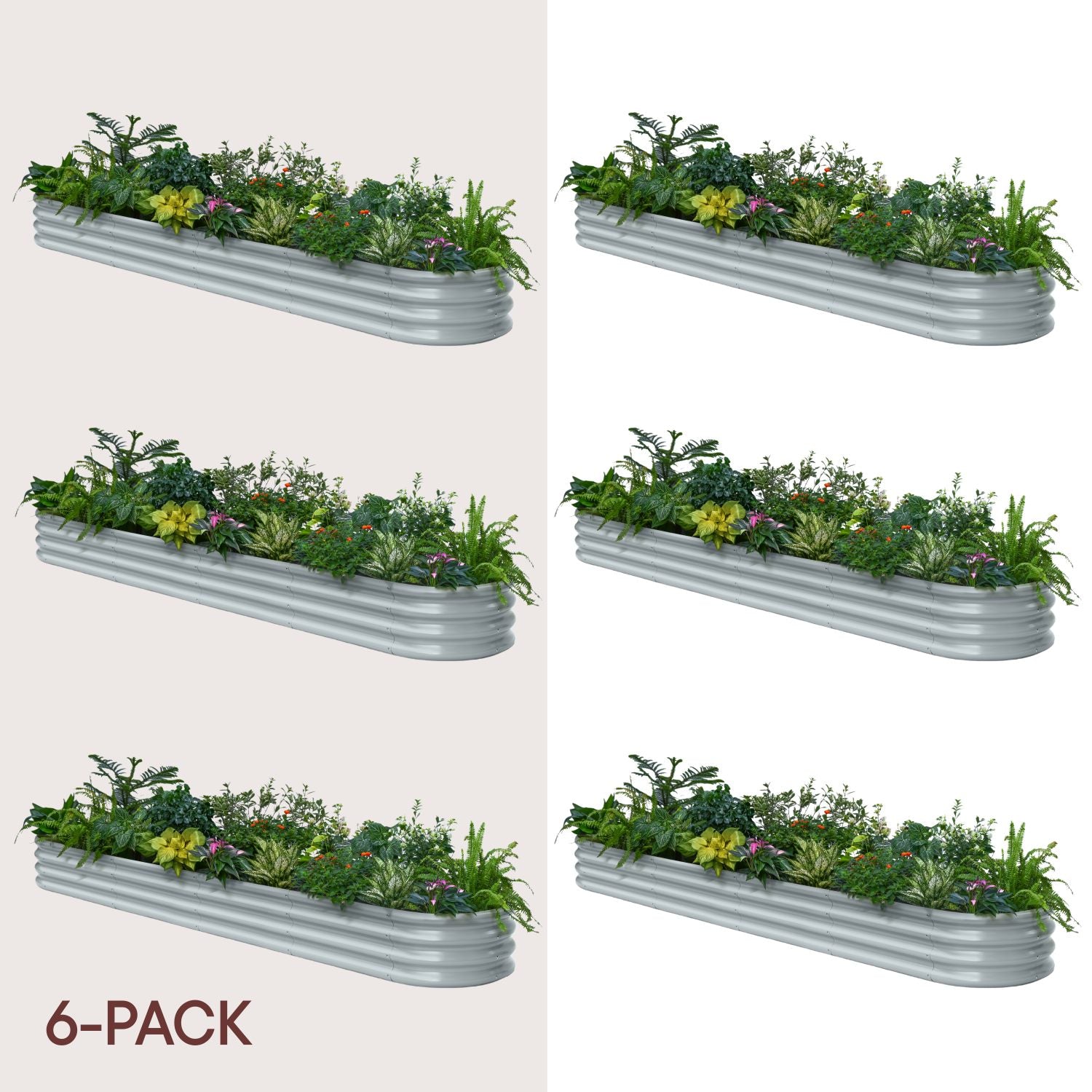 6-pack 12" Tall 10x2x1 ft Raised Garden Bed Kits