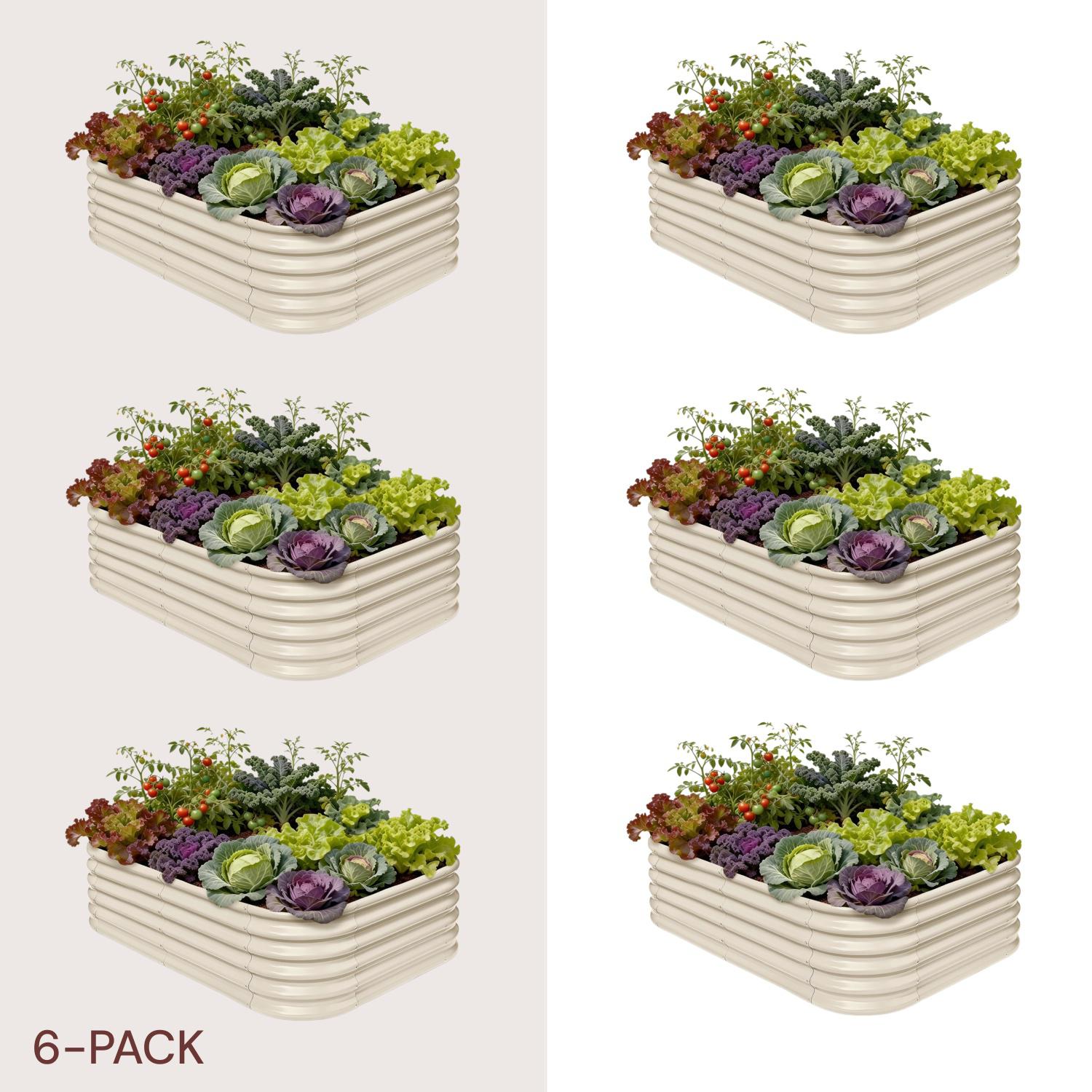 6 Pack Metal Raised Garden Bed 6x4x1.5 ft - 18