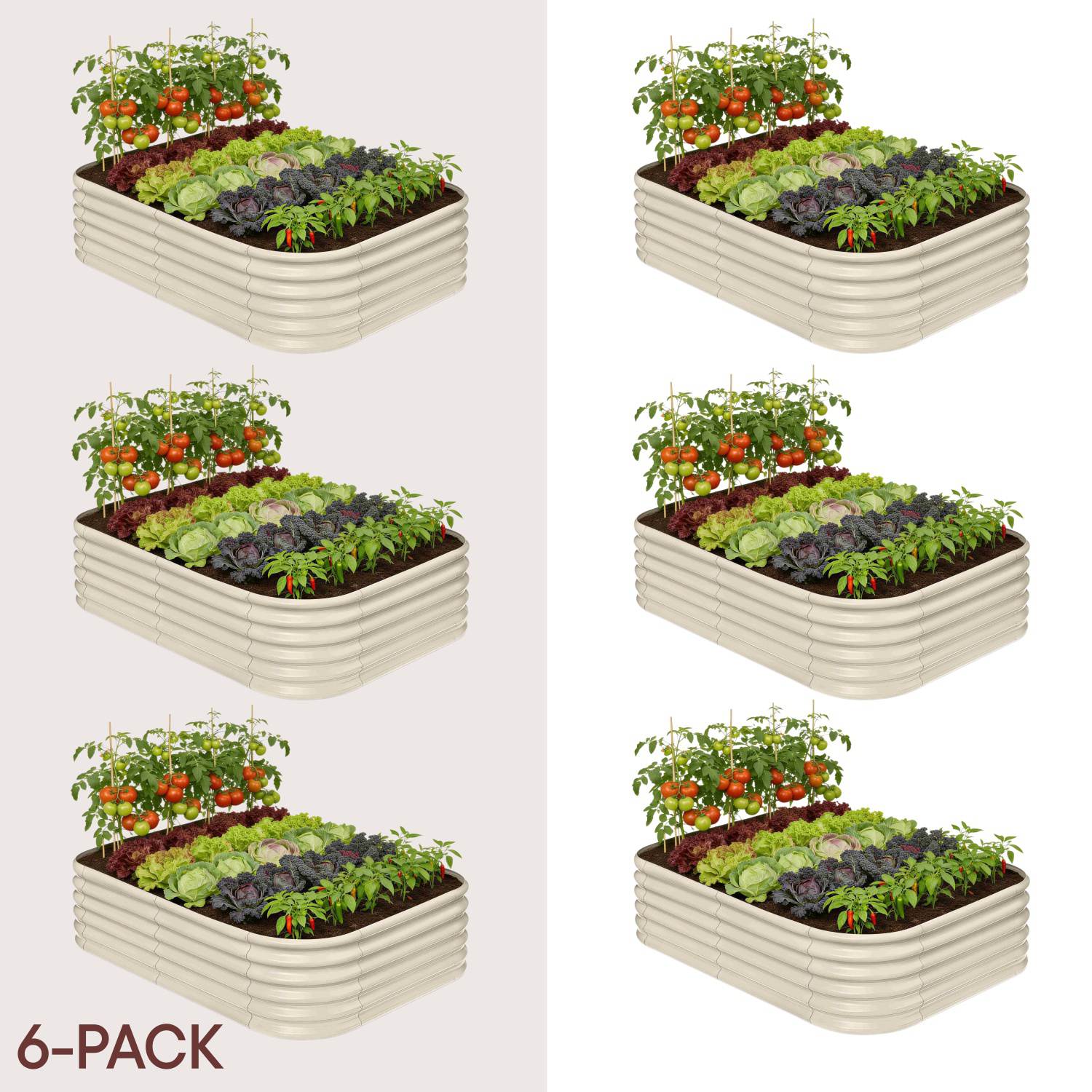 6-pack 18" Tall 6x4x1.5 ft Metal Raised Garden Beds