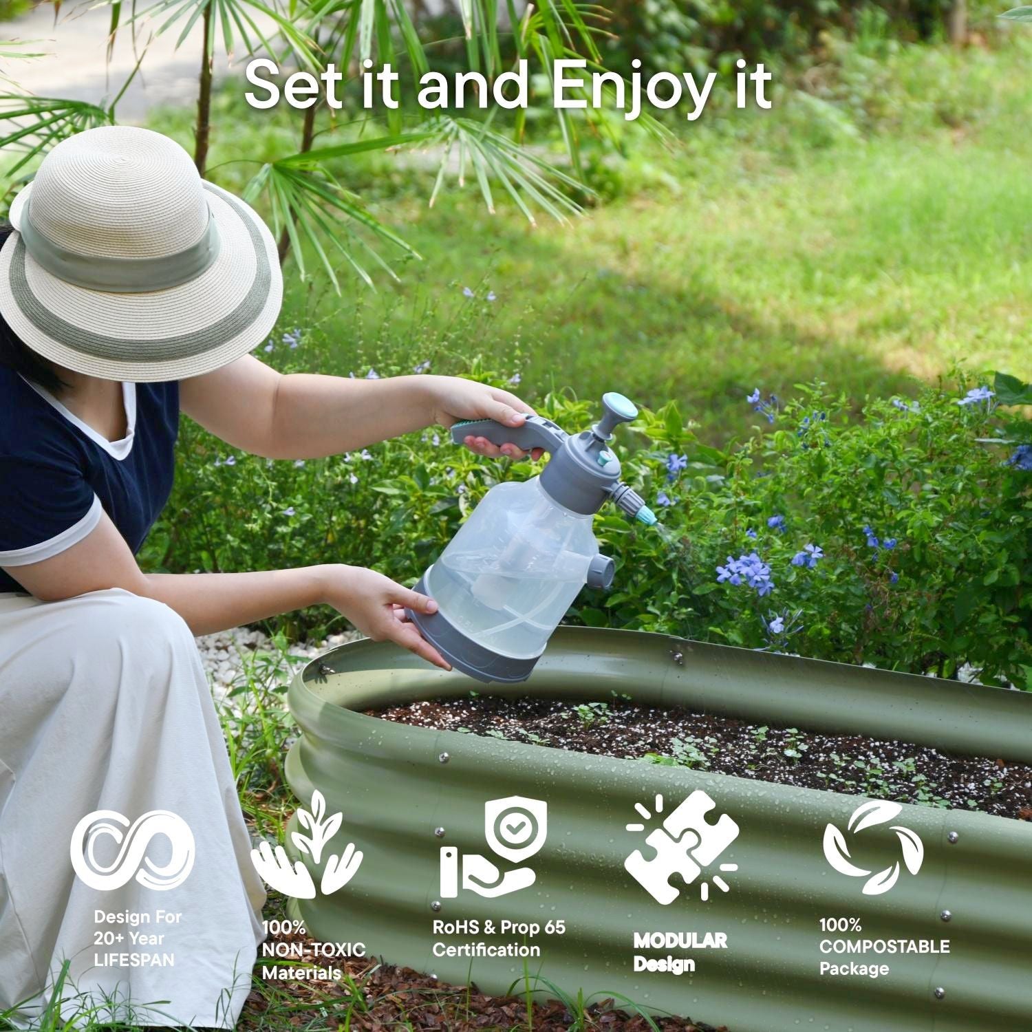 4-pack 12" Tall 6x2x1 ft Modular Raised Garden Bed