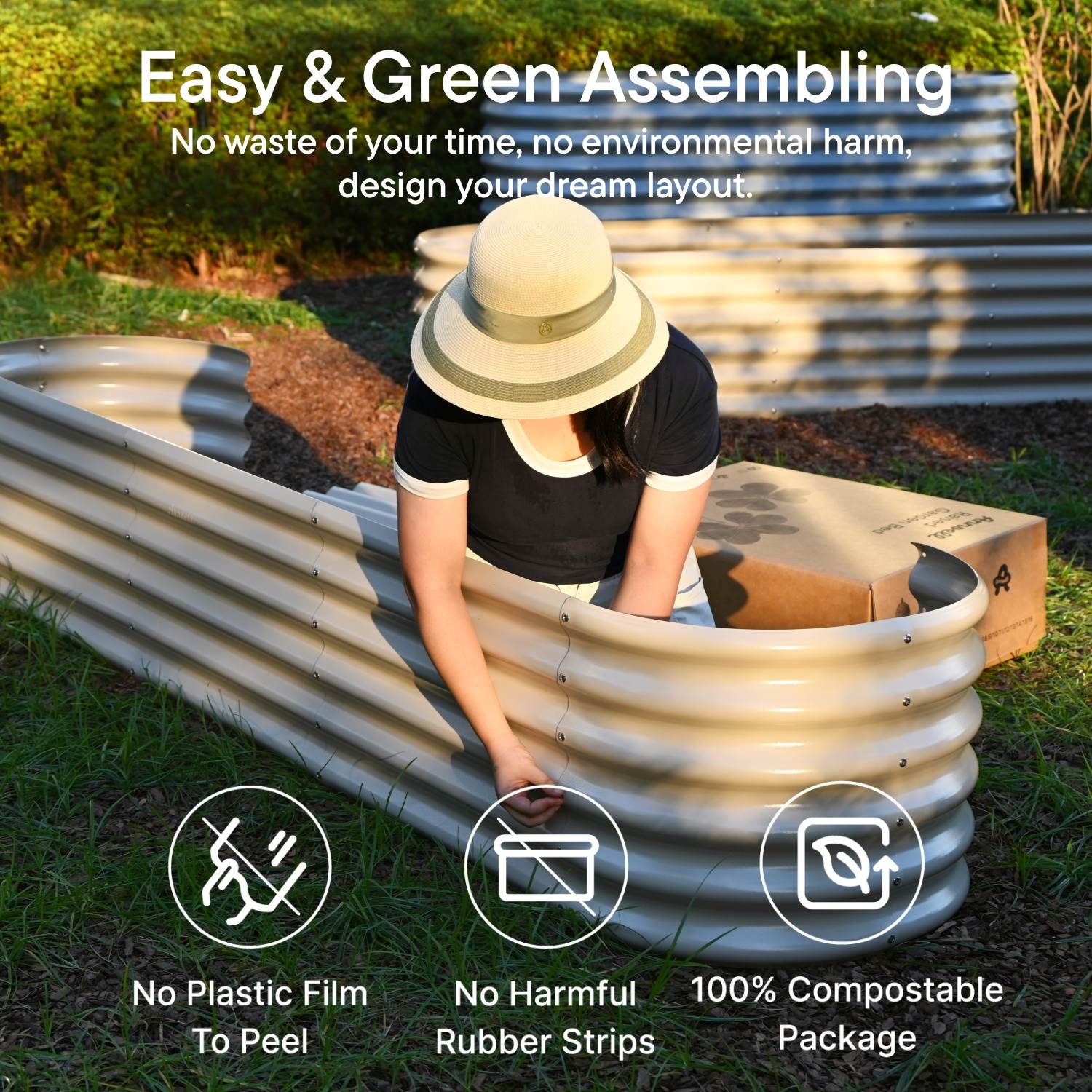 2-pack 18" Tall 8x2x1.5 ft Modular Raised Garden Bed