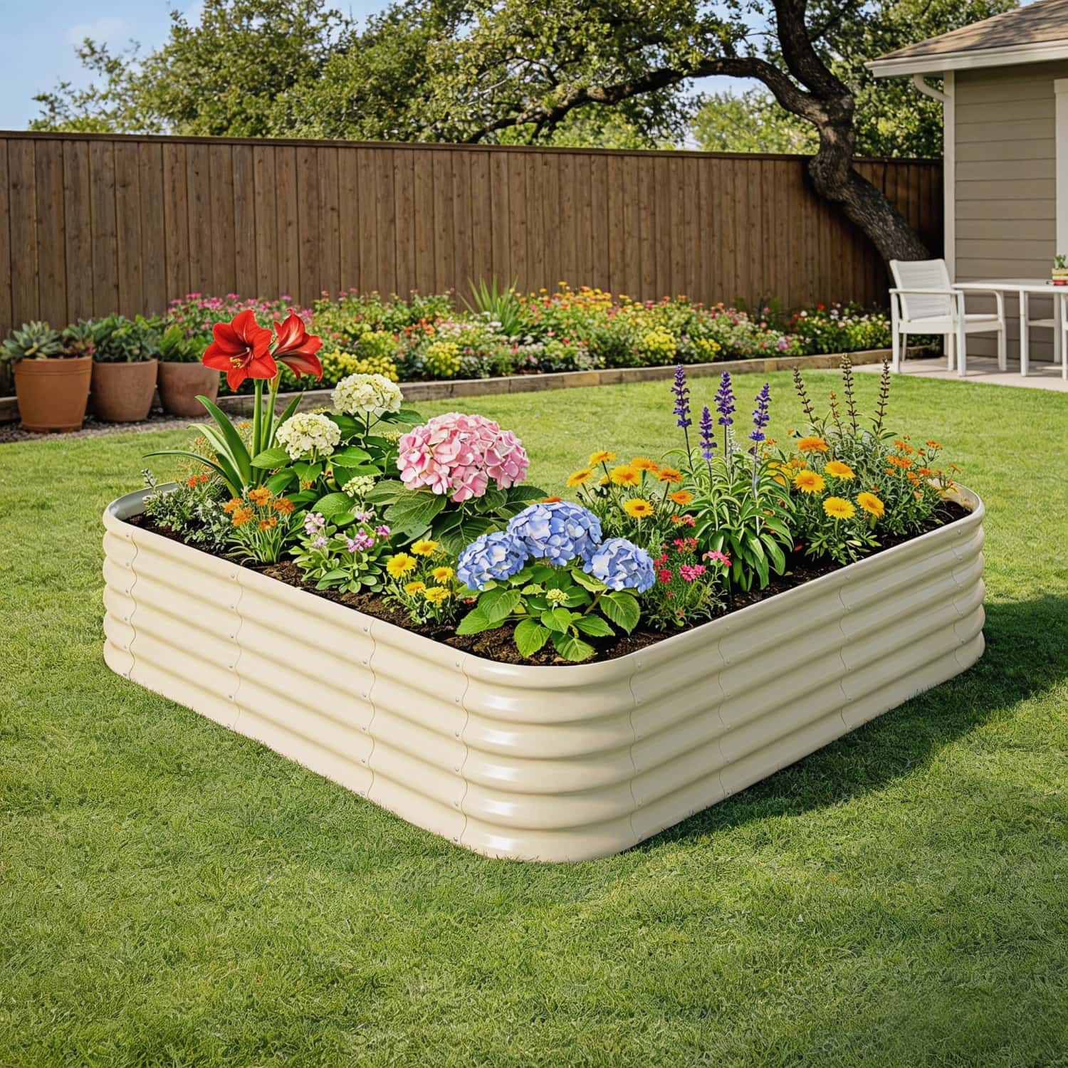 Annoell L- shaped 7x7x1.5 ft Metal Raised Garden Bed