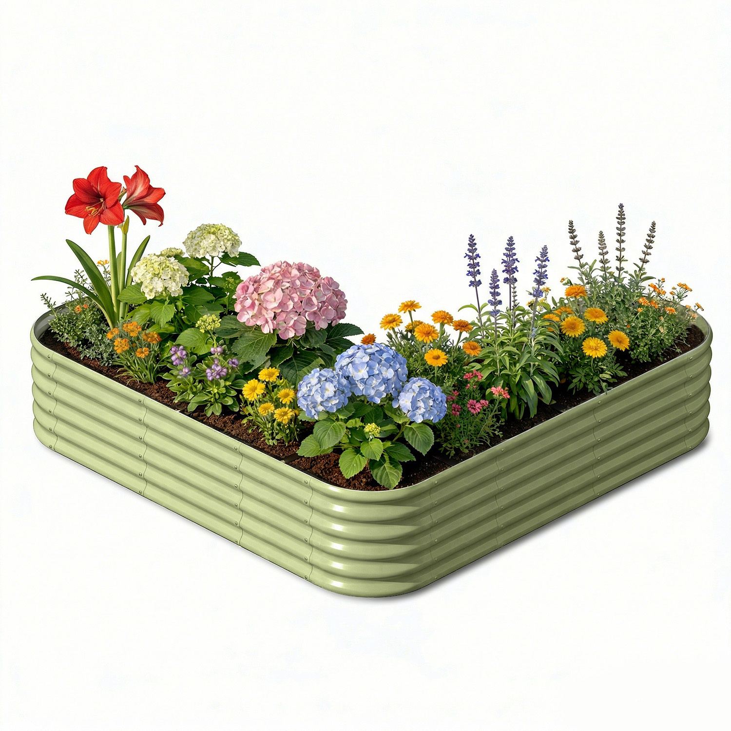 Annoell L- shaped 7x7x1.5 ft Metal Raised Garden Bed