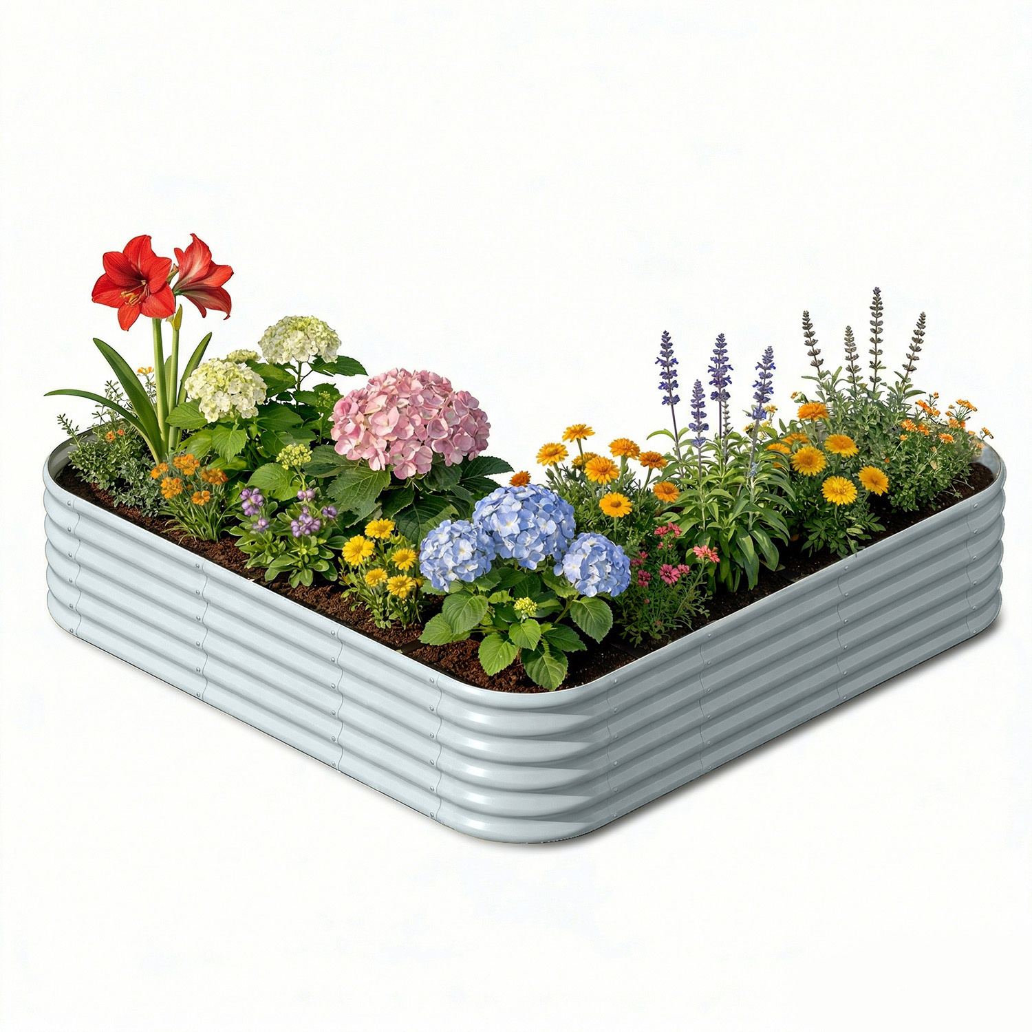 Annoell L-Shaped Metal Raised Garden Bed 7x7x1.5 ft