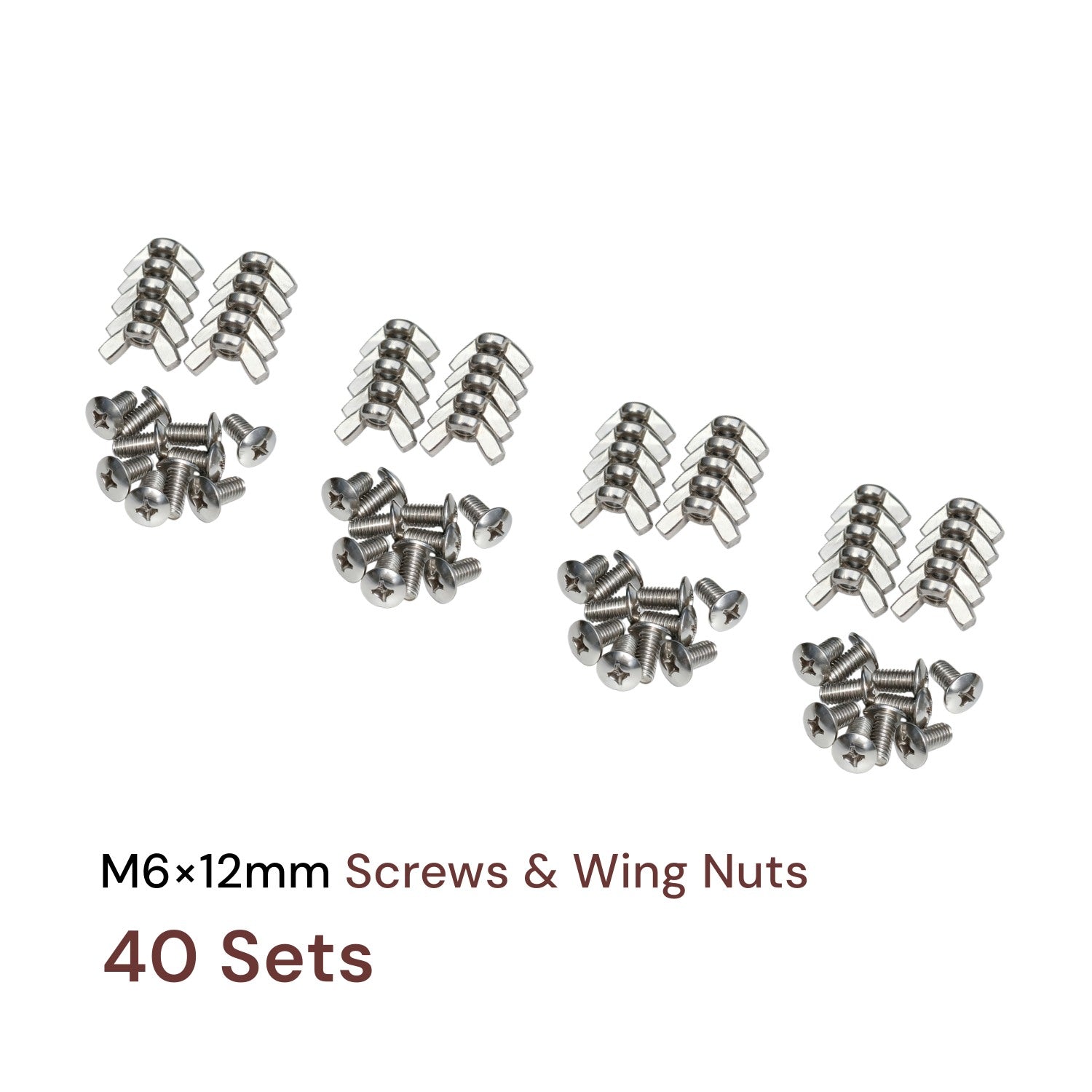 Stainless Steel Screws & Wing Nuts Kit (40 Sets)