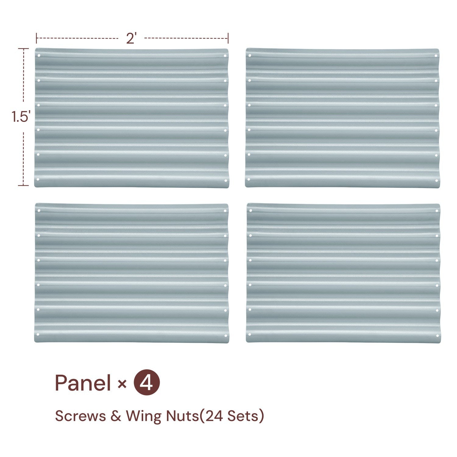 Annoell 18" Metal Raised Bed Straight Panels, 4-Pack DIY Extension